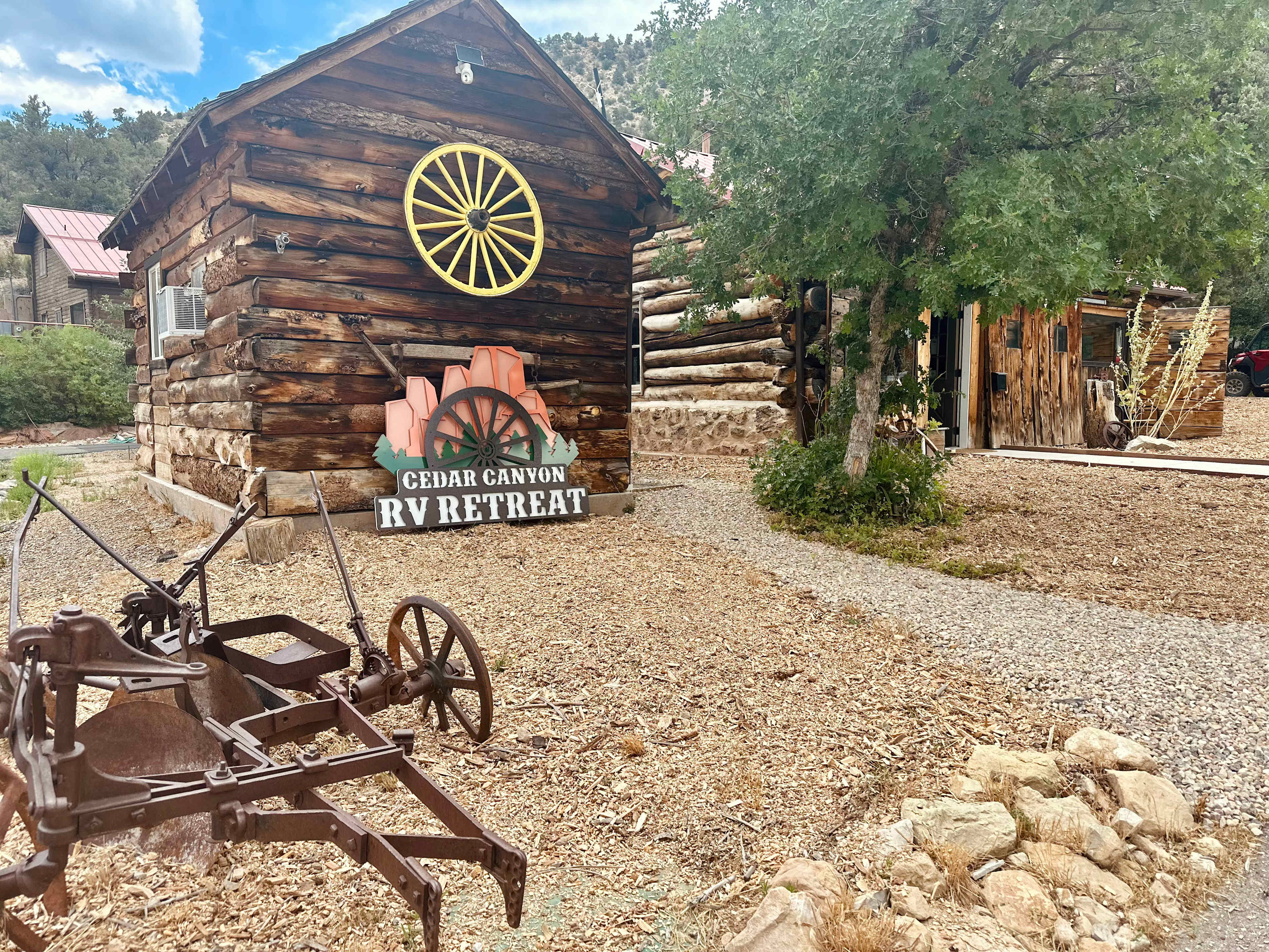 A glamping experience in our cowboy cabin. 40 ft walk from our pristine private restrooms with showers.   