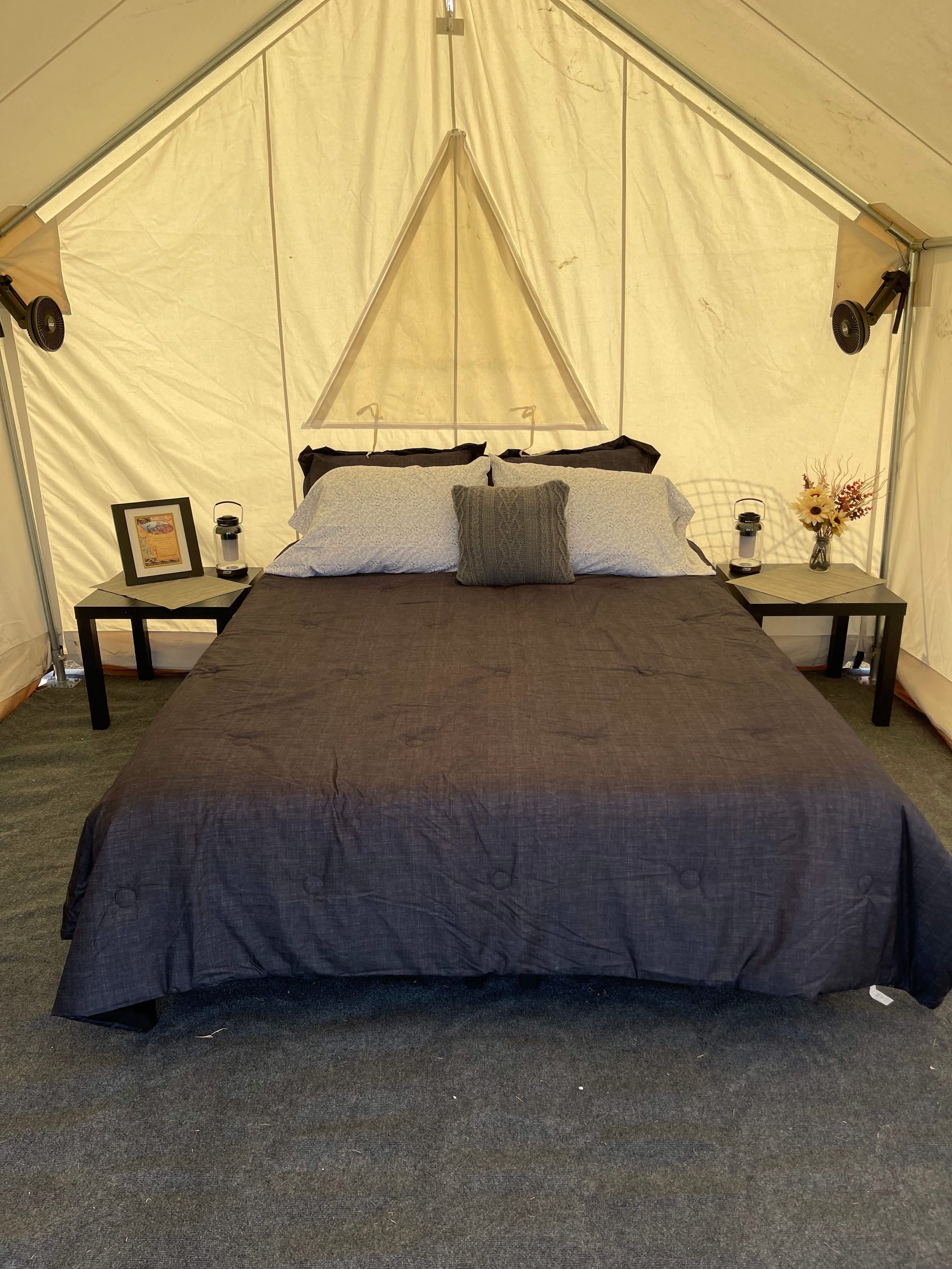 Canvas Tent- Queen Sizes bed , side tables 