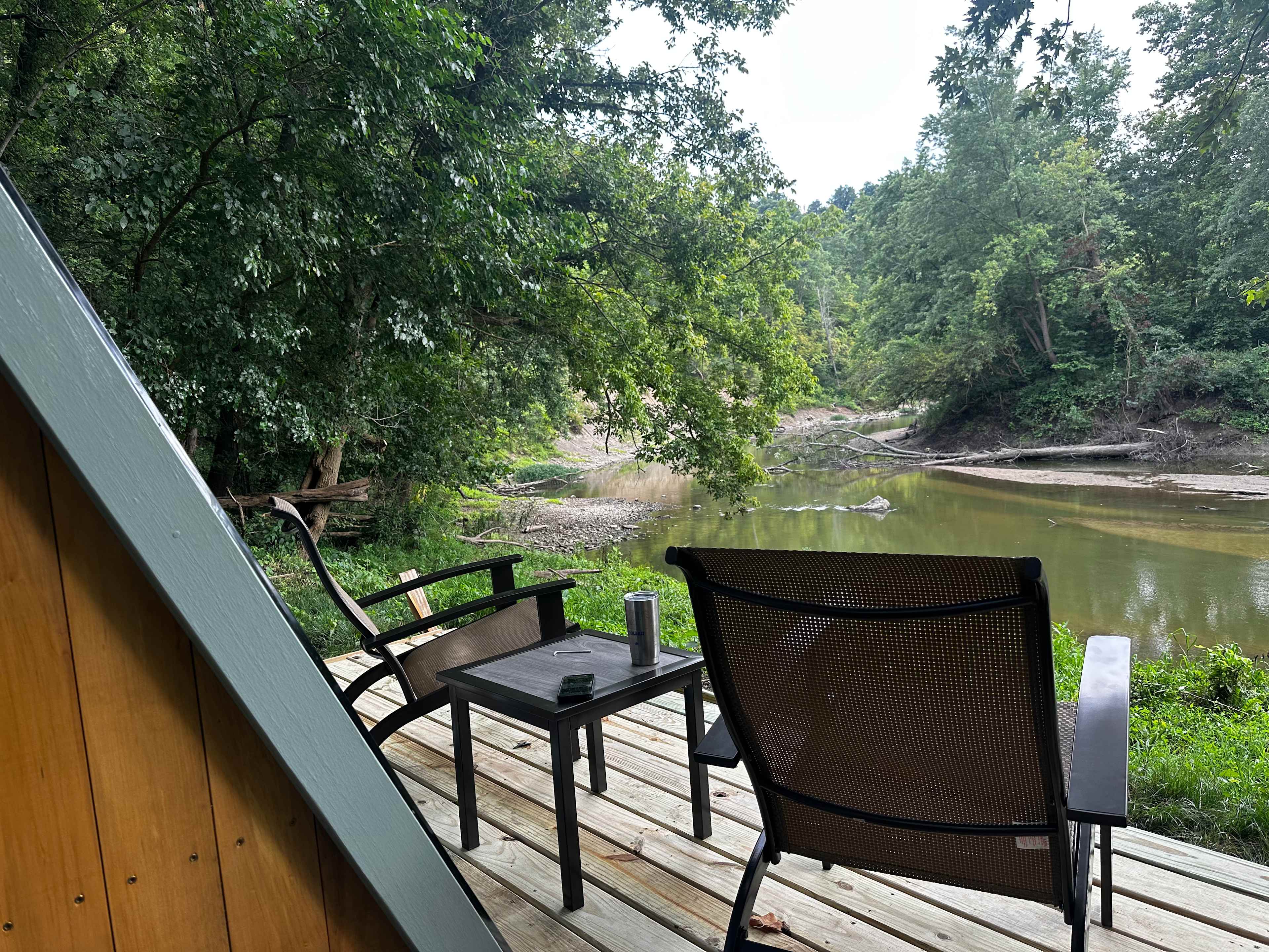 Relax on the deck overlooking the Embarras River.
