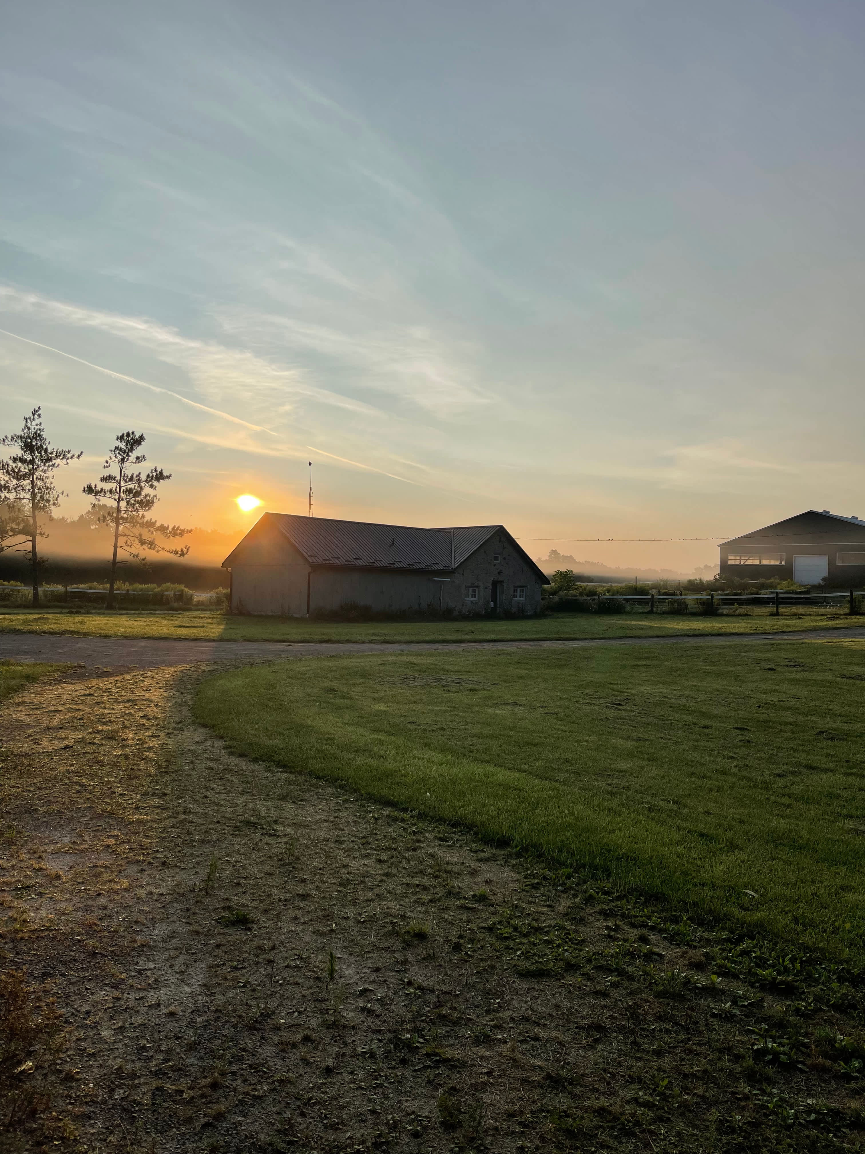 Flat gravel driveway and lots of flat grassy land. You'll have a few nice options of where to camp when you arrive :)