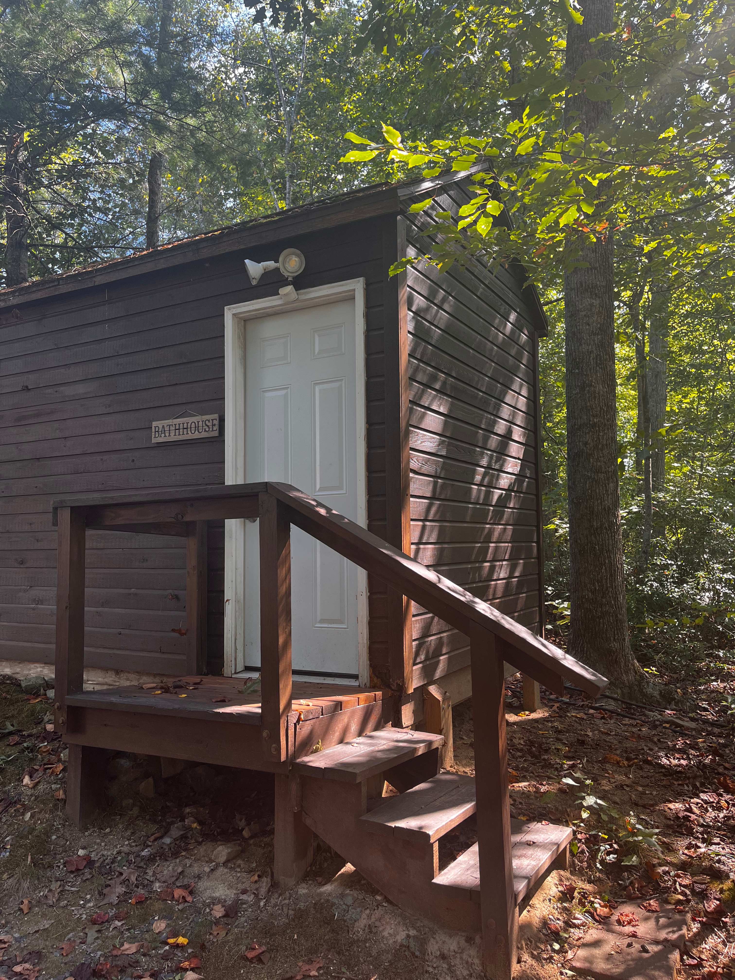 bathhouse just feet away from cabin/kitchen area