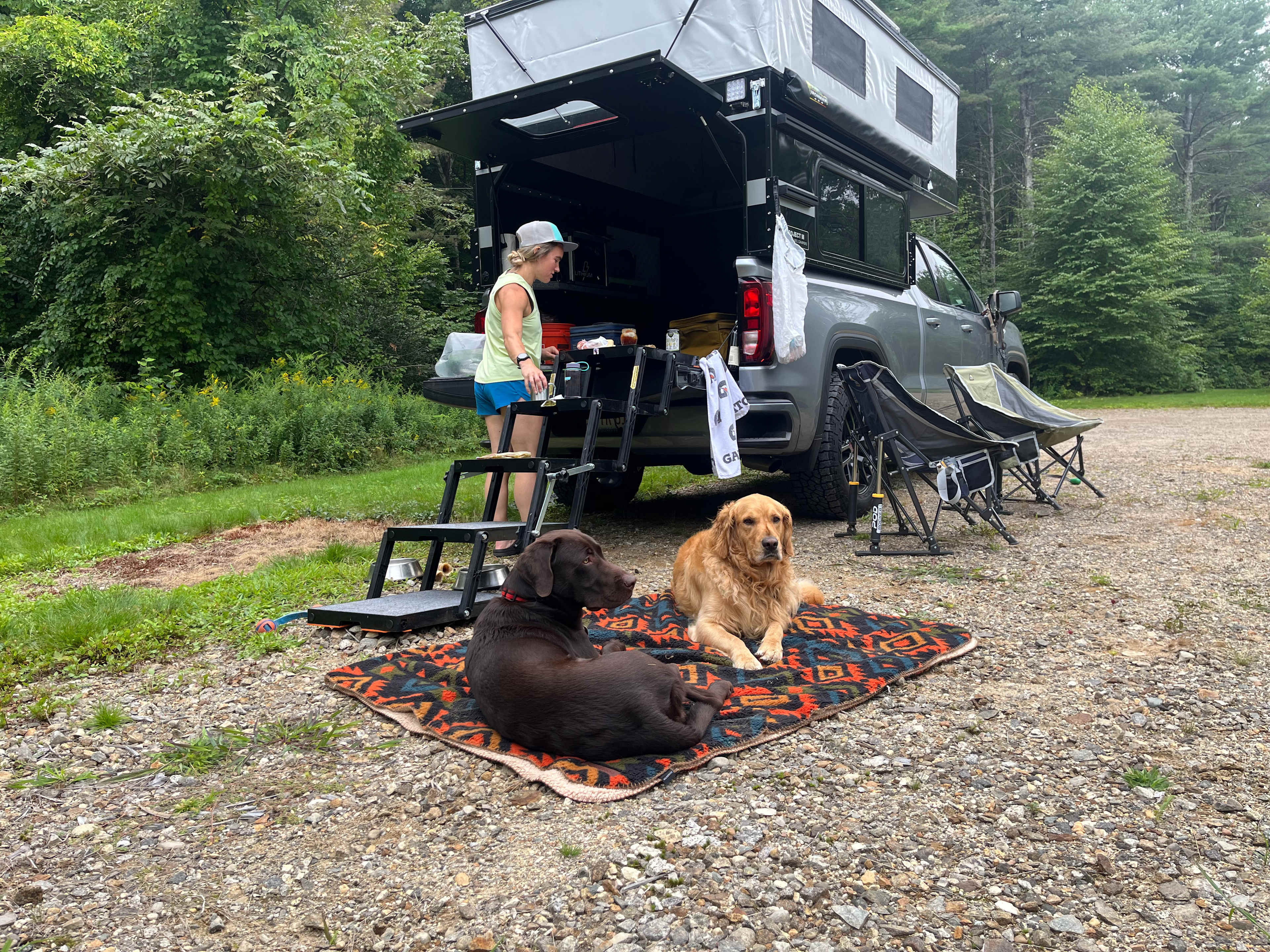 Post power line trail walk - pre dinner snack time. 