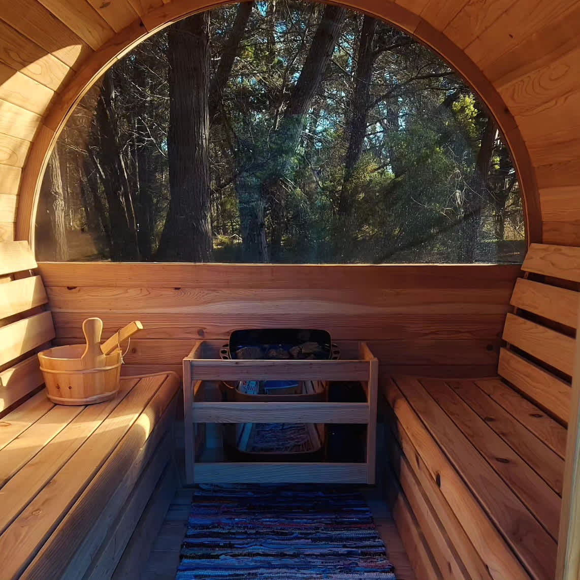 Forest views from the steam sauna.