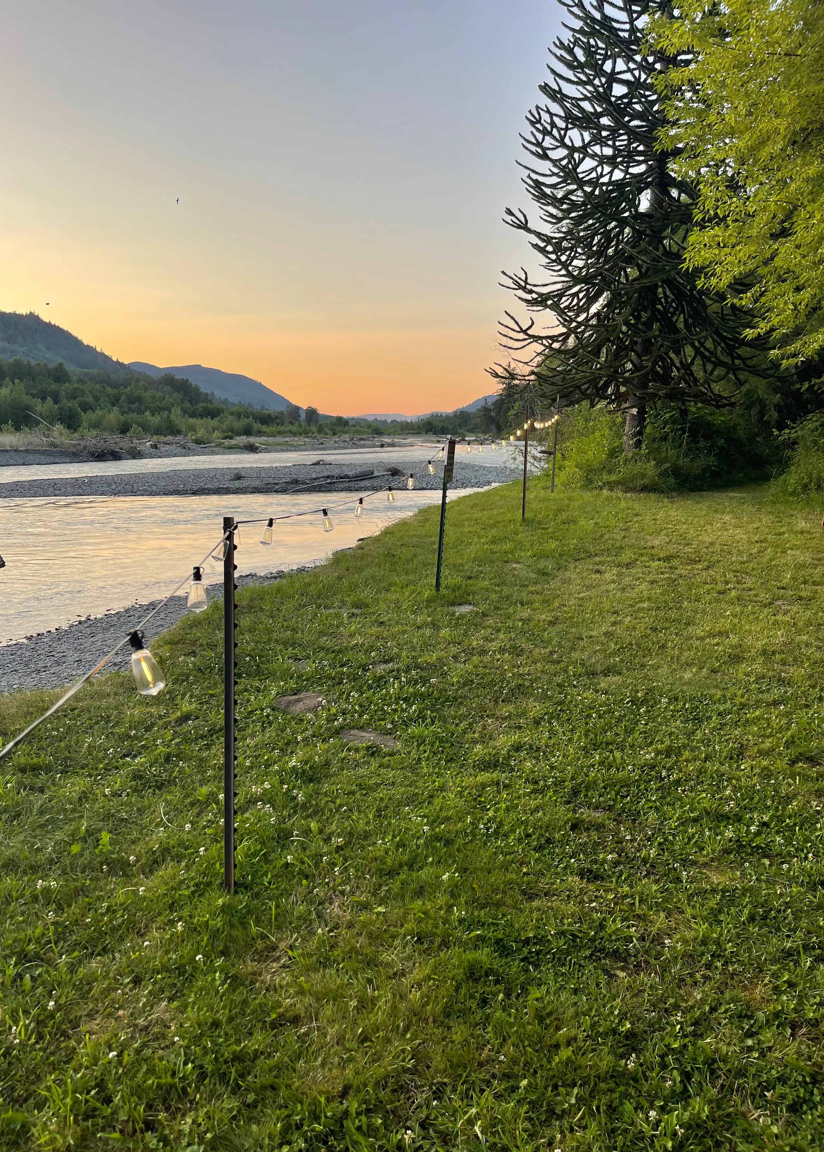 Use caution near river bank edge