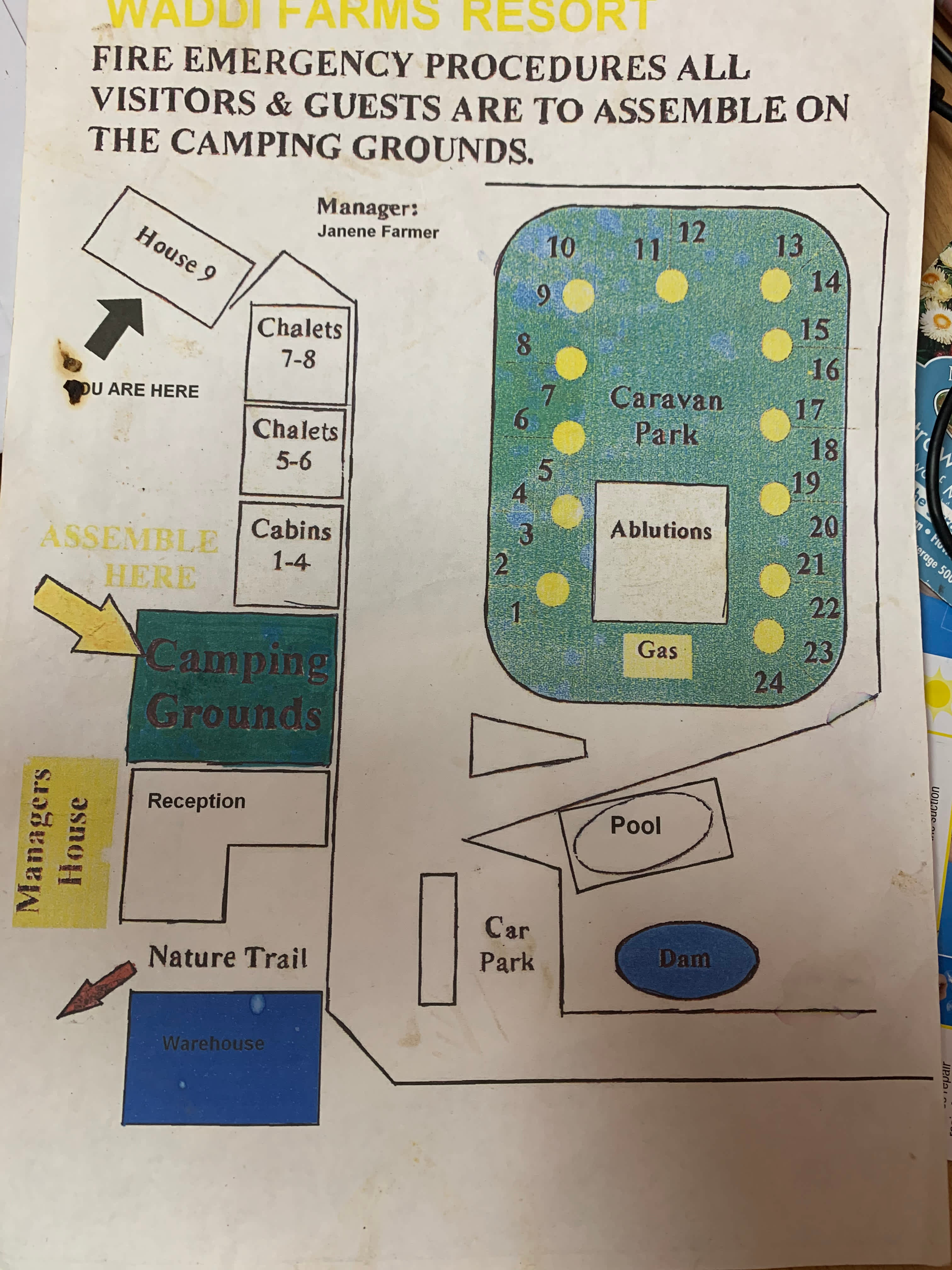 This is the Map area for the Caravan Park and Chalets