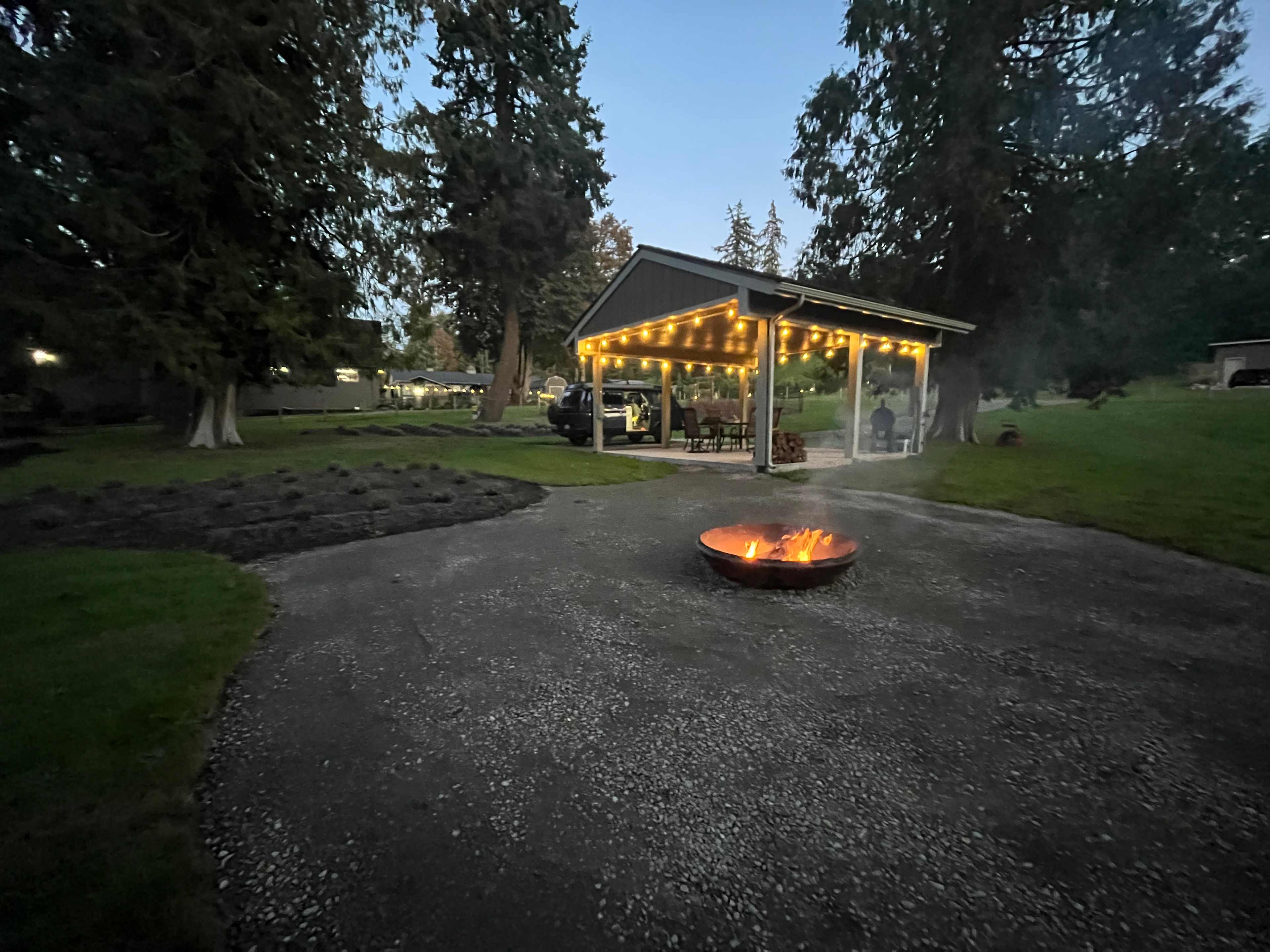 New addition to the site…crusher cone fire pit, getting ready for the cooler fall season 