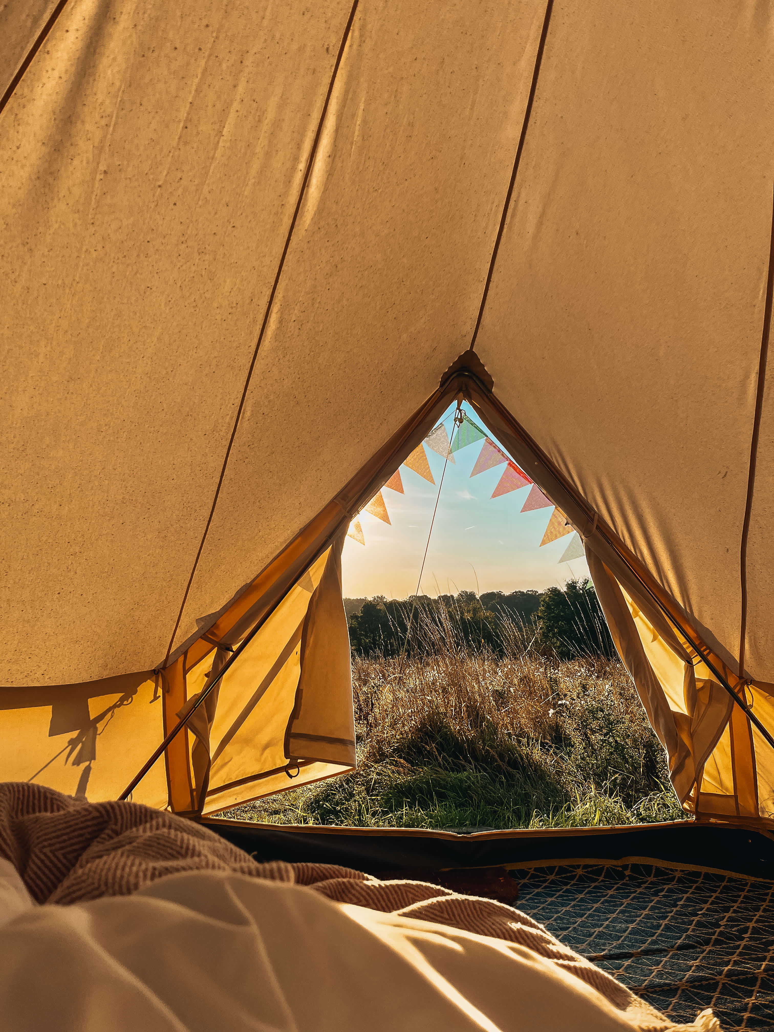 From inside the bell tent