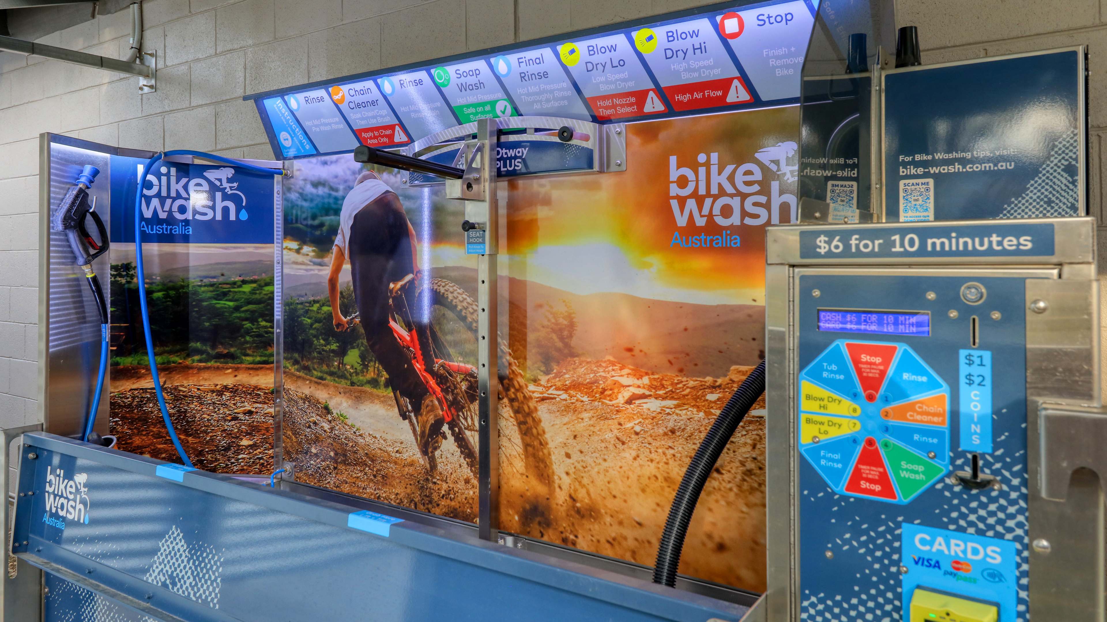 Automated Bike wash, maintenance station and secured bike storage.