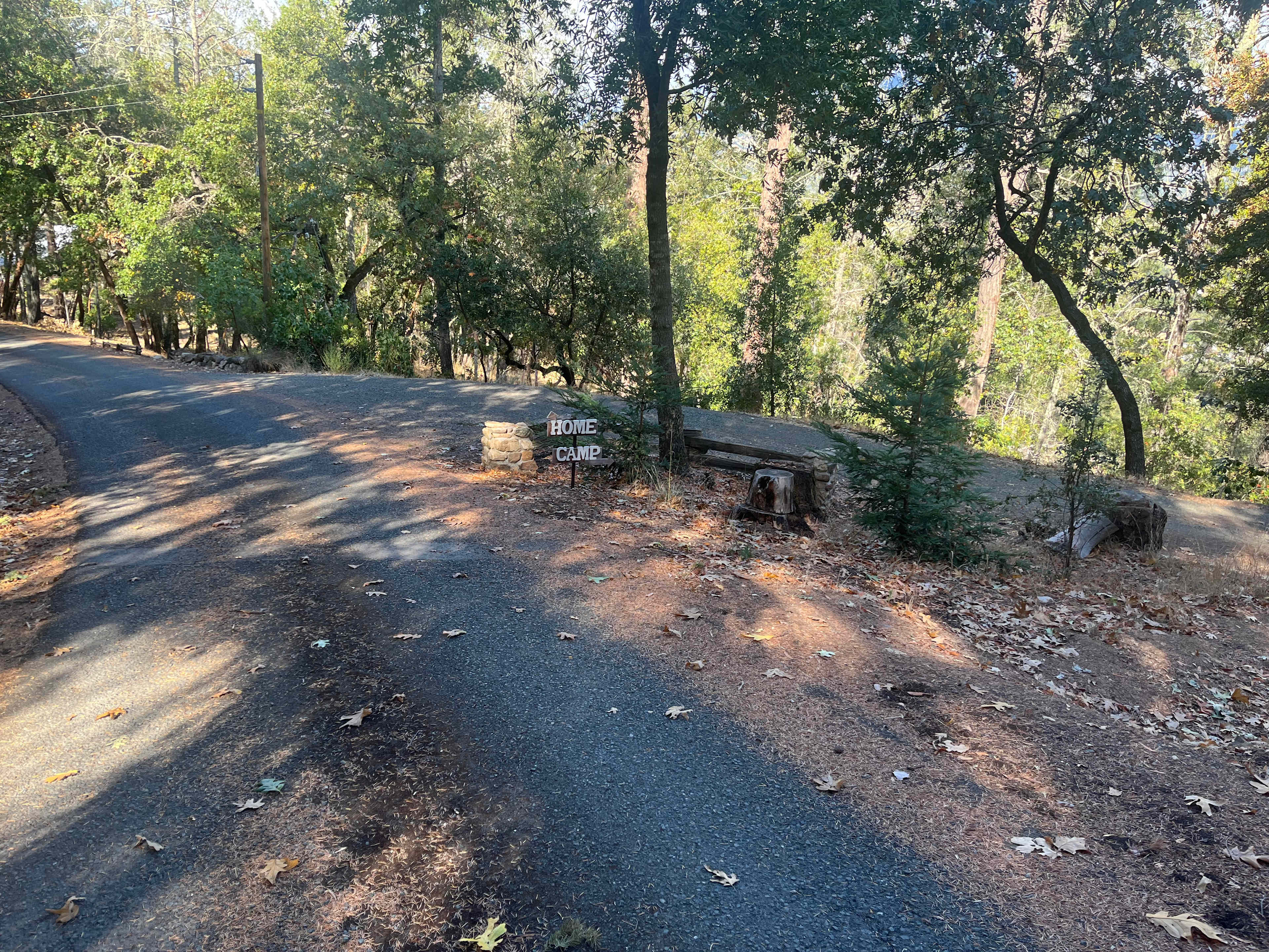Entrance to the camp. Recommend you back-in. To pull-in continue to the "Home" where there's a circular driveway to get turned around.