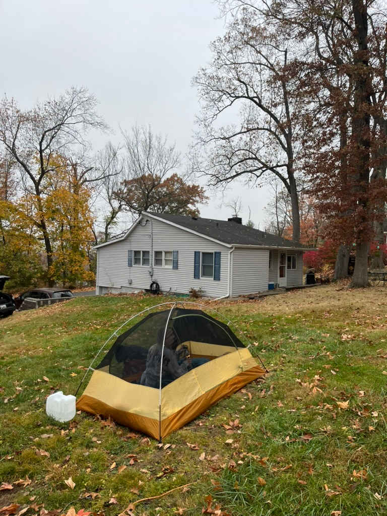 we camped away from the flower bed in November