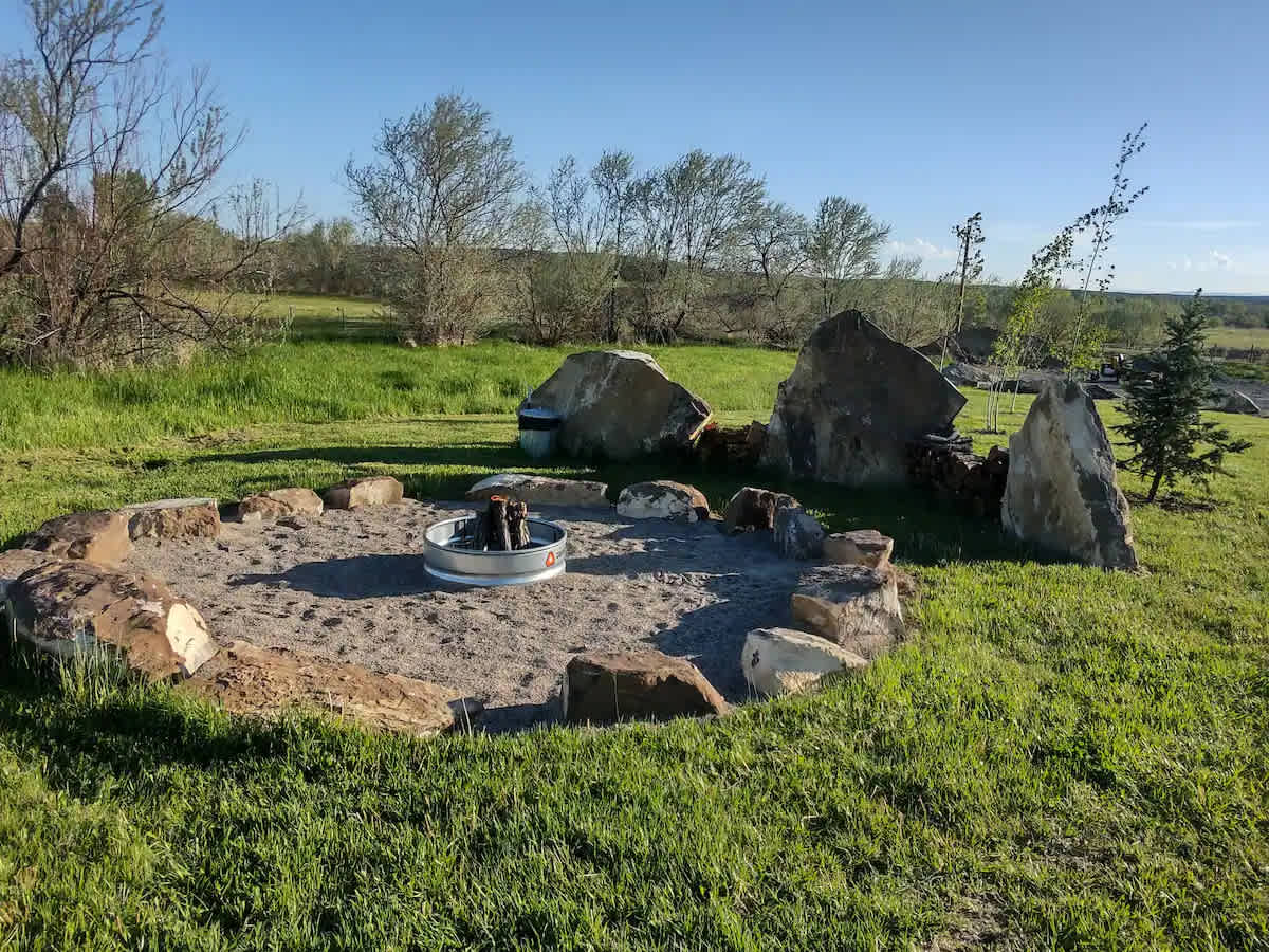 Our cabin area has a communal fire pit supplied with wood for our guests.