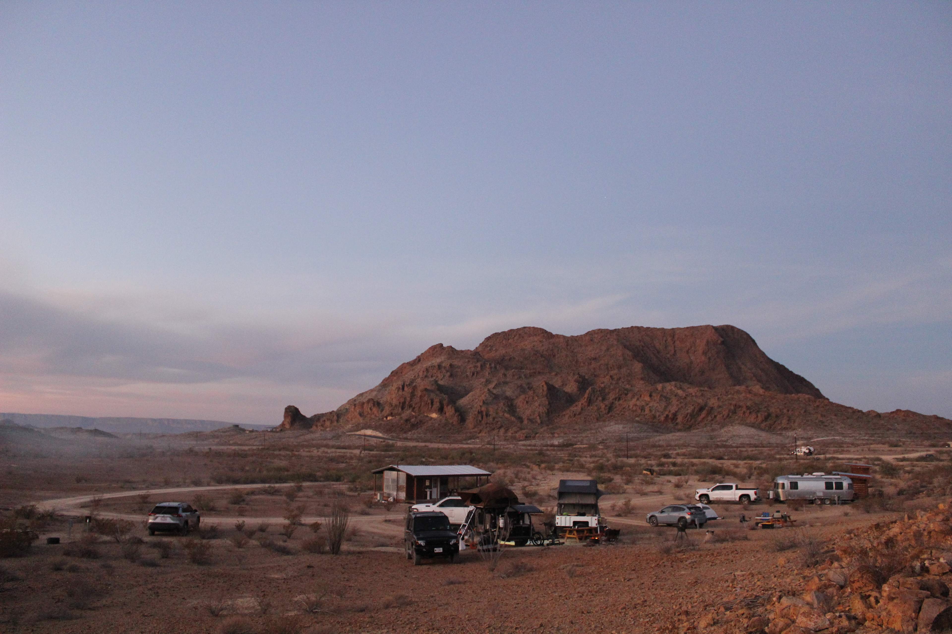 Picture of campsite (all available sites and shed with flush toilets and shower)