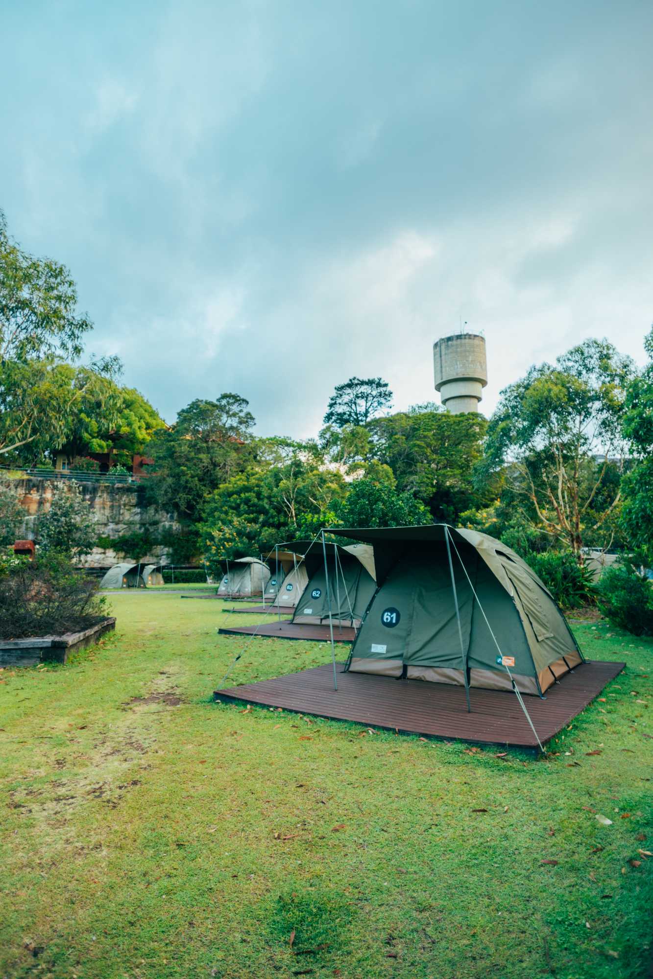 Basic camping package pre-erected tents. Stretcher beds, linen, towels, pillows. 