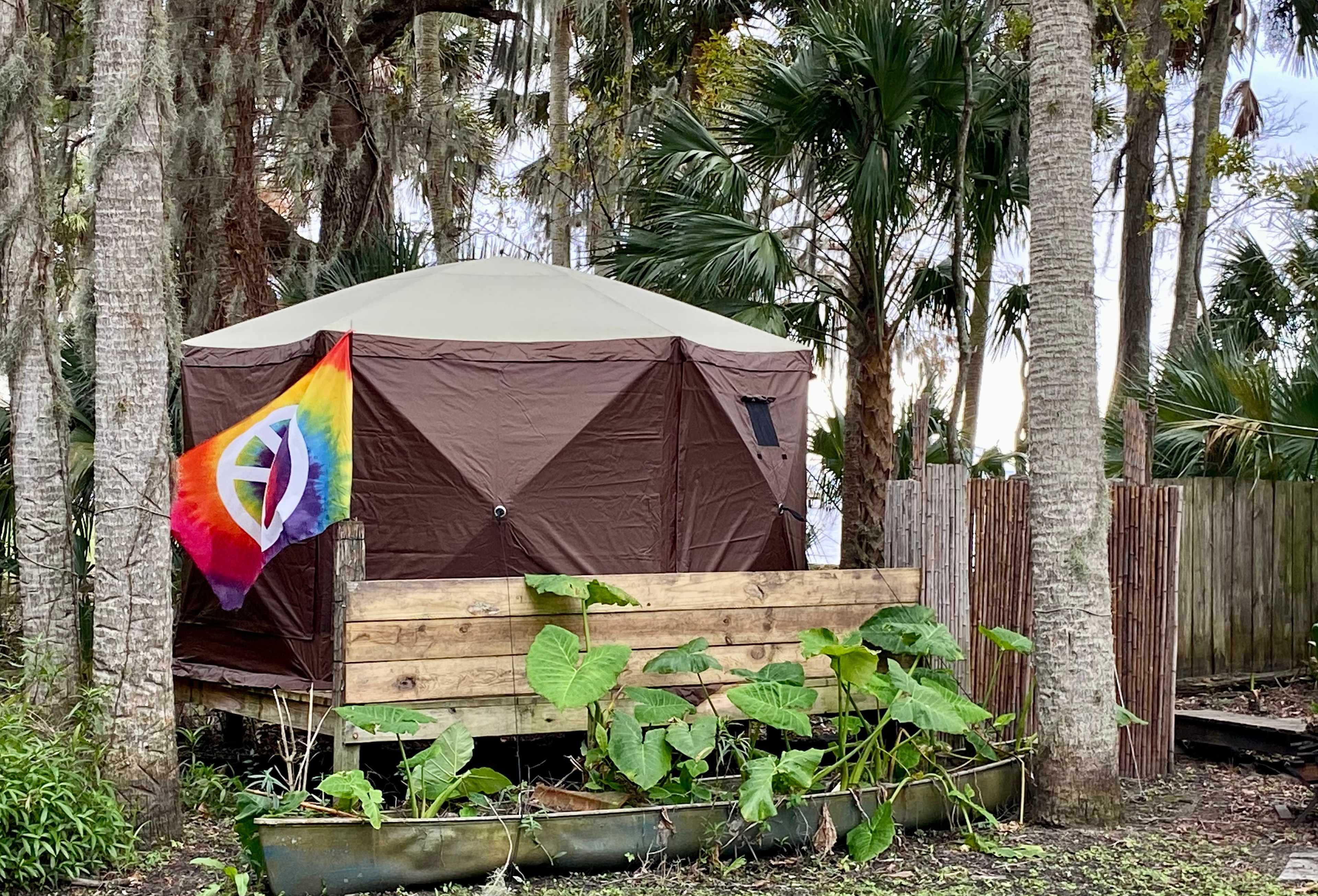 The Ohm Sweet Ohm yurt at Runaway Bay Lodge has high sides so that all the interior space is useable.