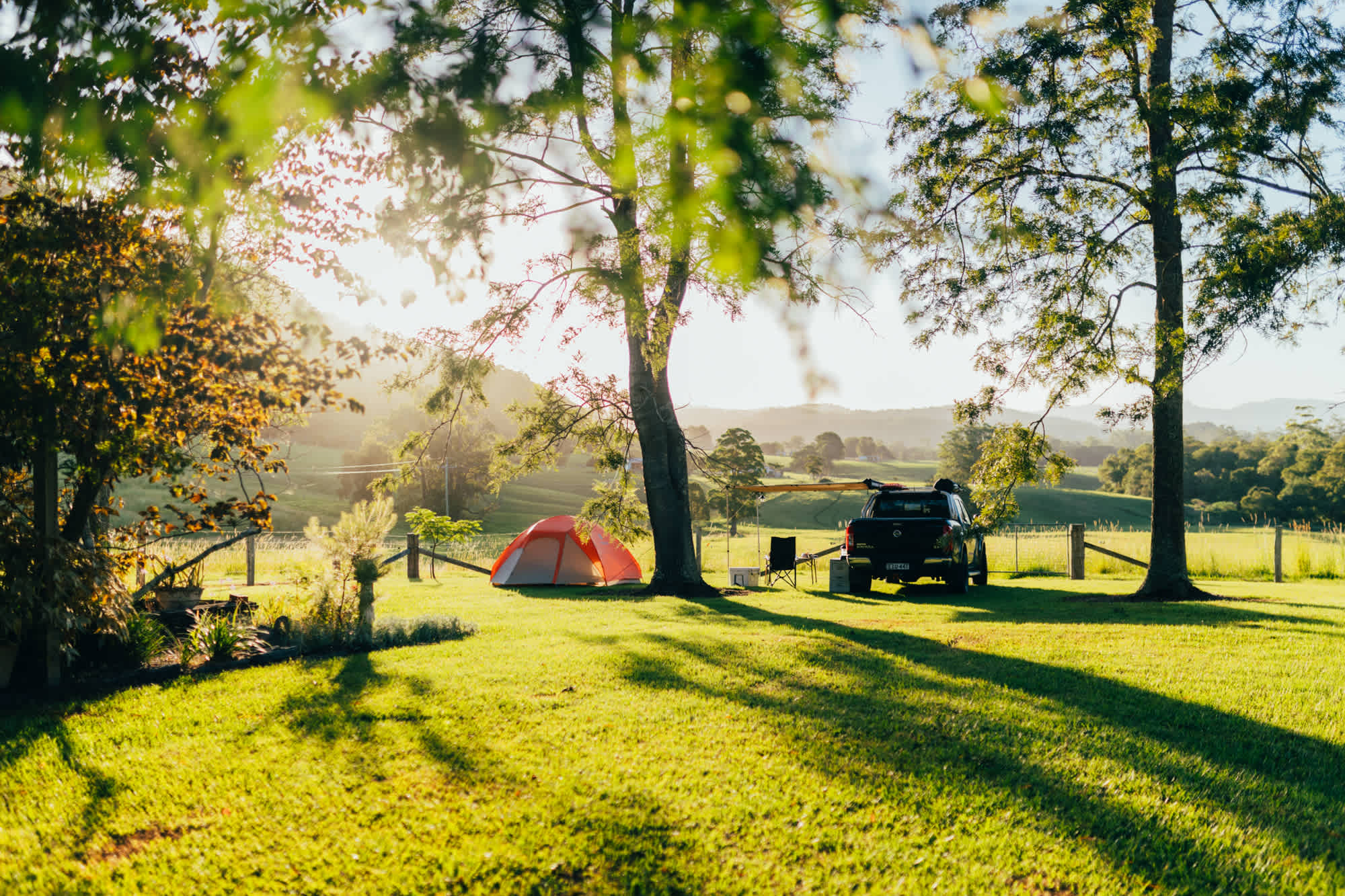 golden hour light at the camp