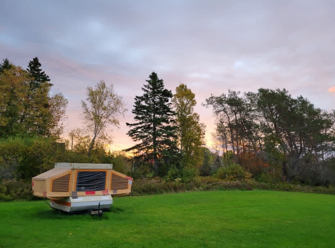 Lawn site. Tent camping not recommended due to tidewinds causing noise at night