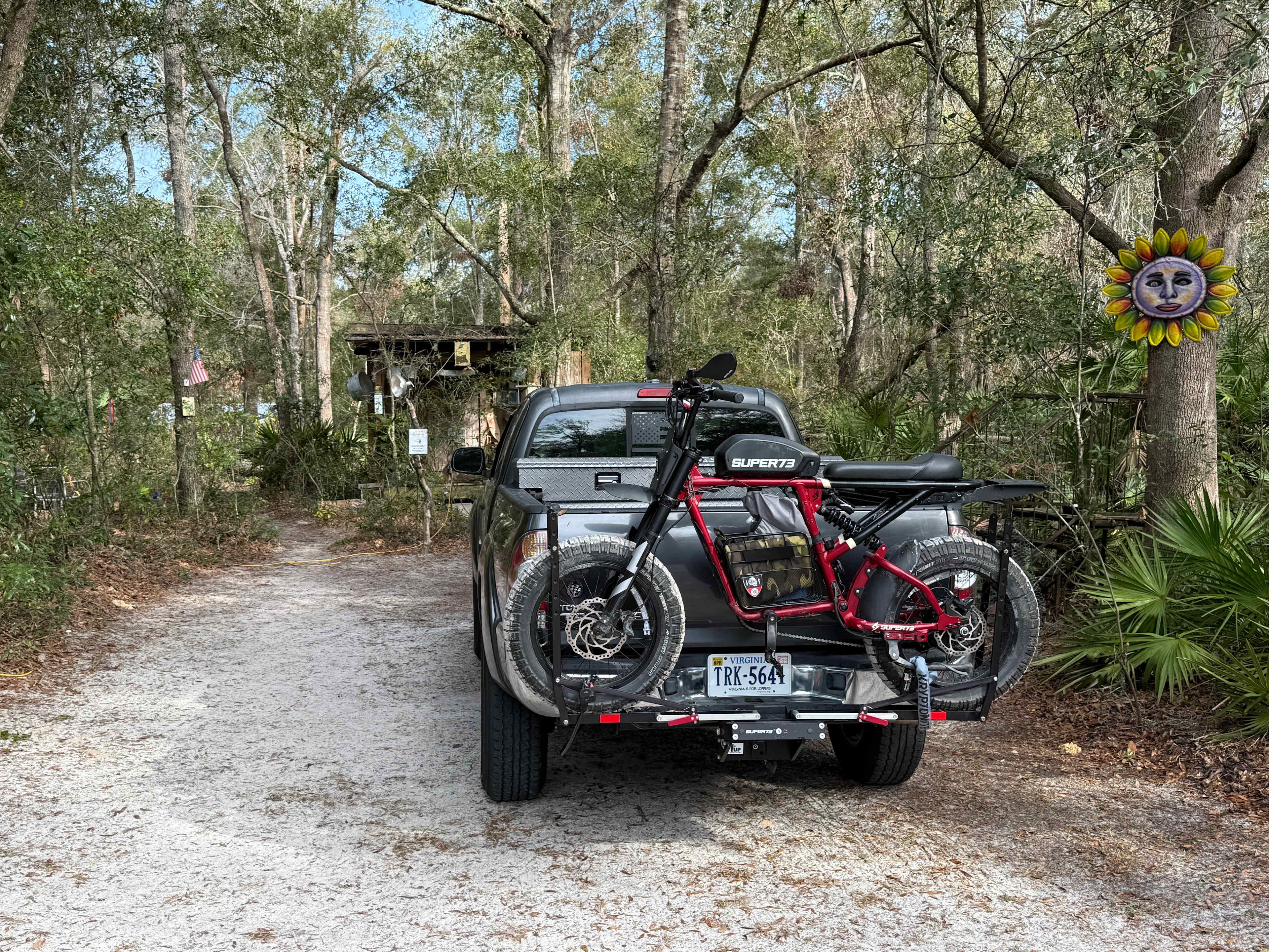Truck with cabin in background 