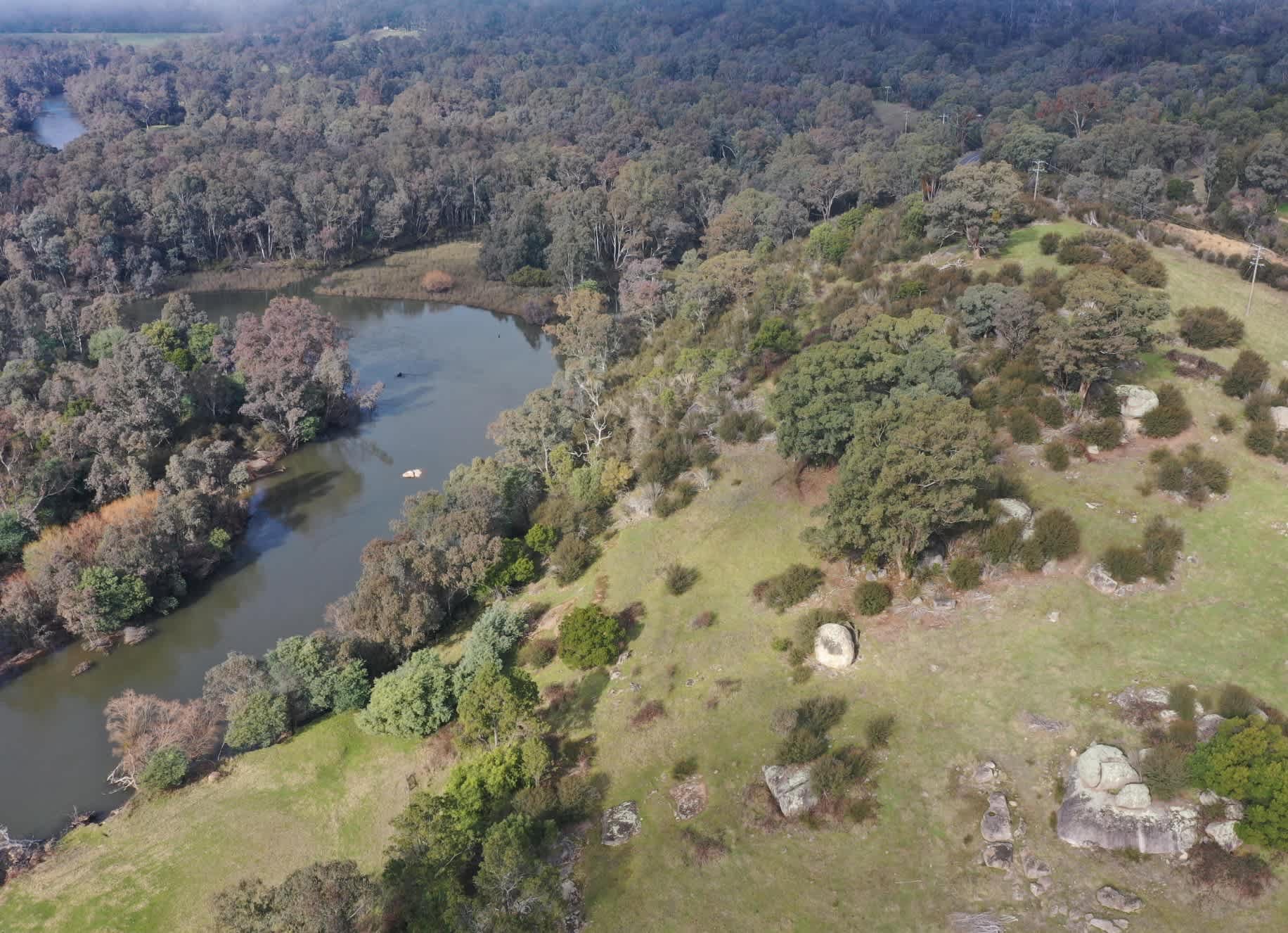 Aerial views of the hill paddock where Granite Views is located