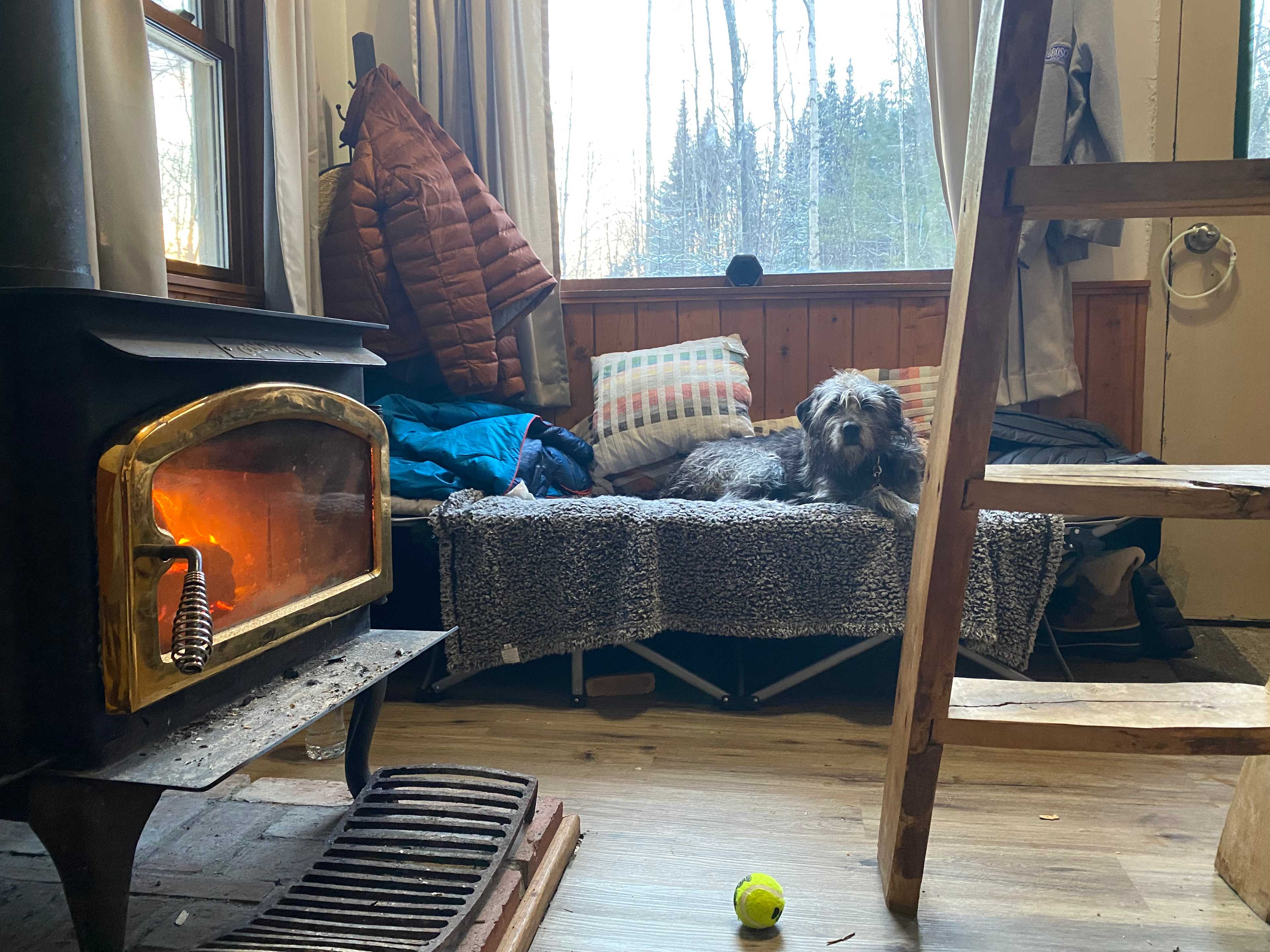 Warming up after playing outside