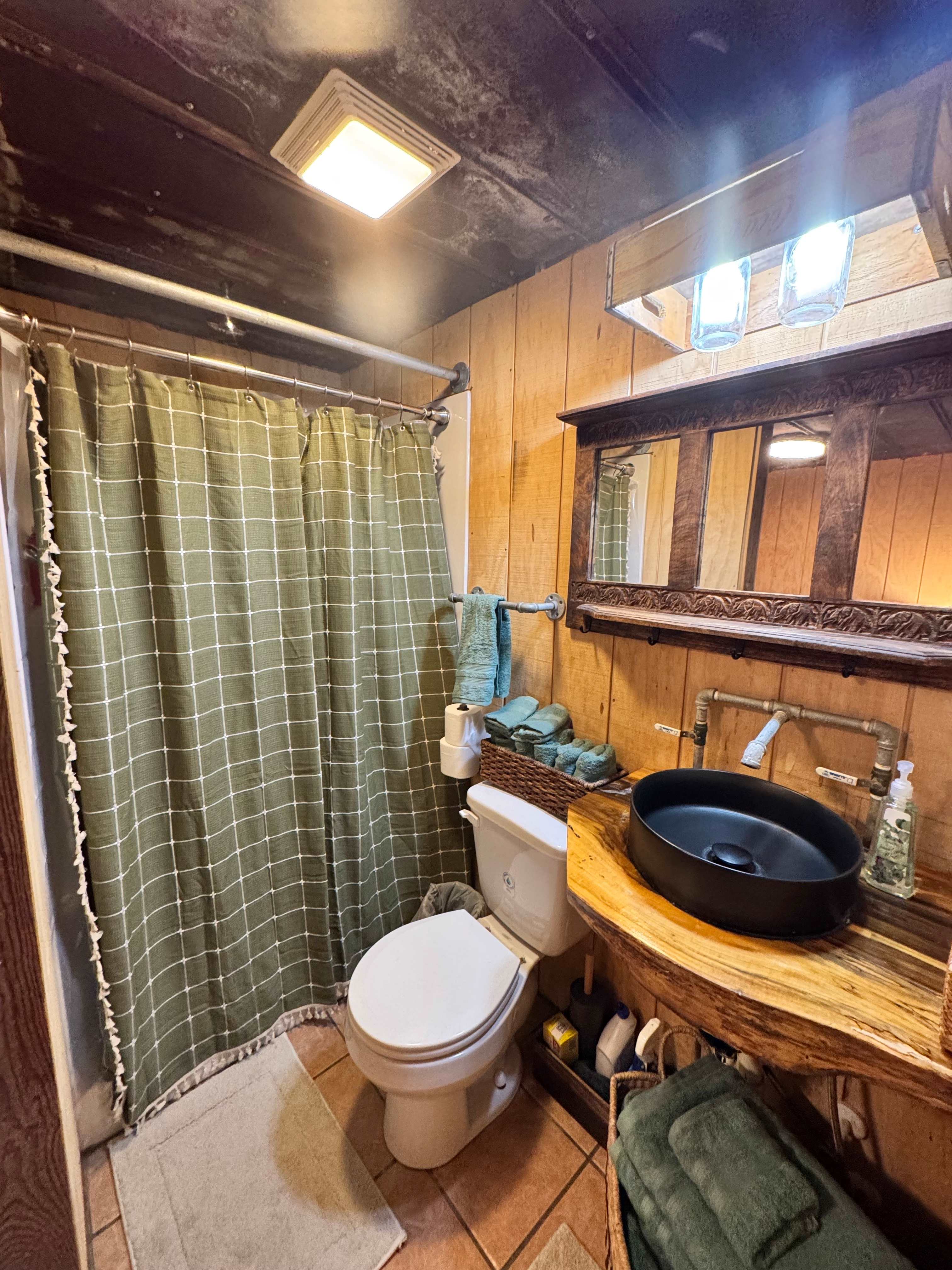 Full bath. Shower with seating.
