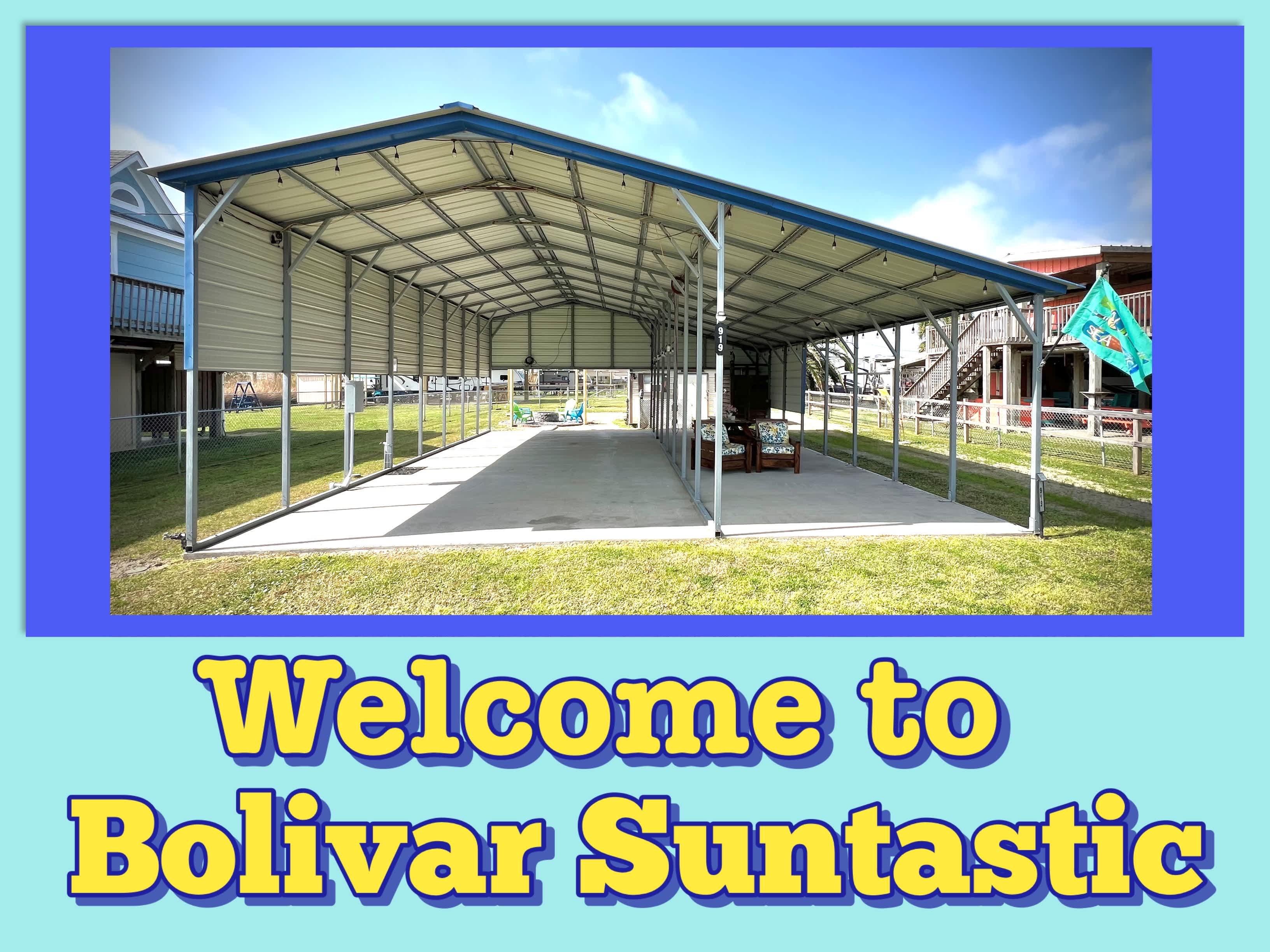 Covered space for your RV with plenty of room for the slides. We have an outdoor shower to rinse the sand away after a day at the beach, a picnic table for outdoor meals and chairs to relax in. We just added a new fire pit area in the backyard. 