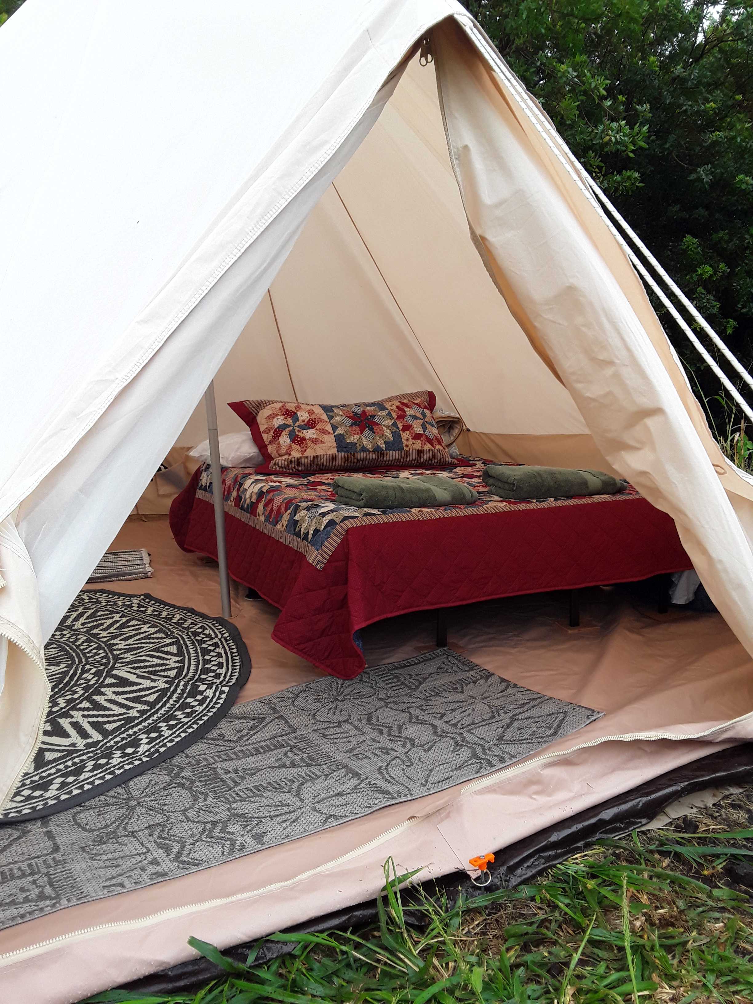 Queensize bed in Mauna Kea Tent