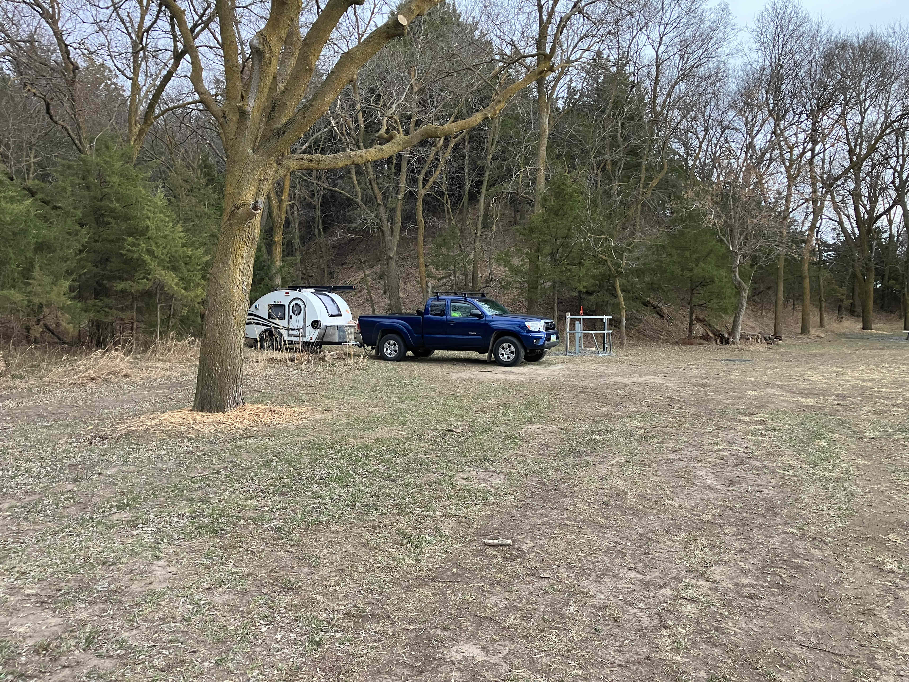 My spot tucked into some trees. 