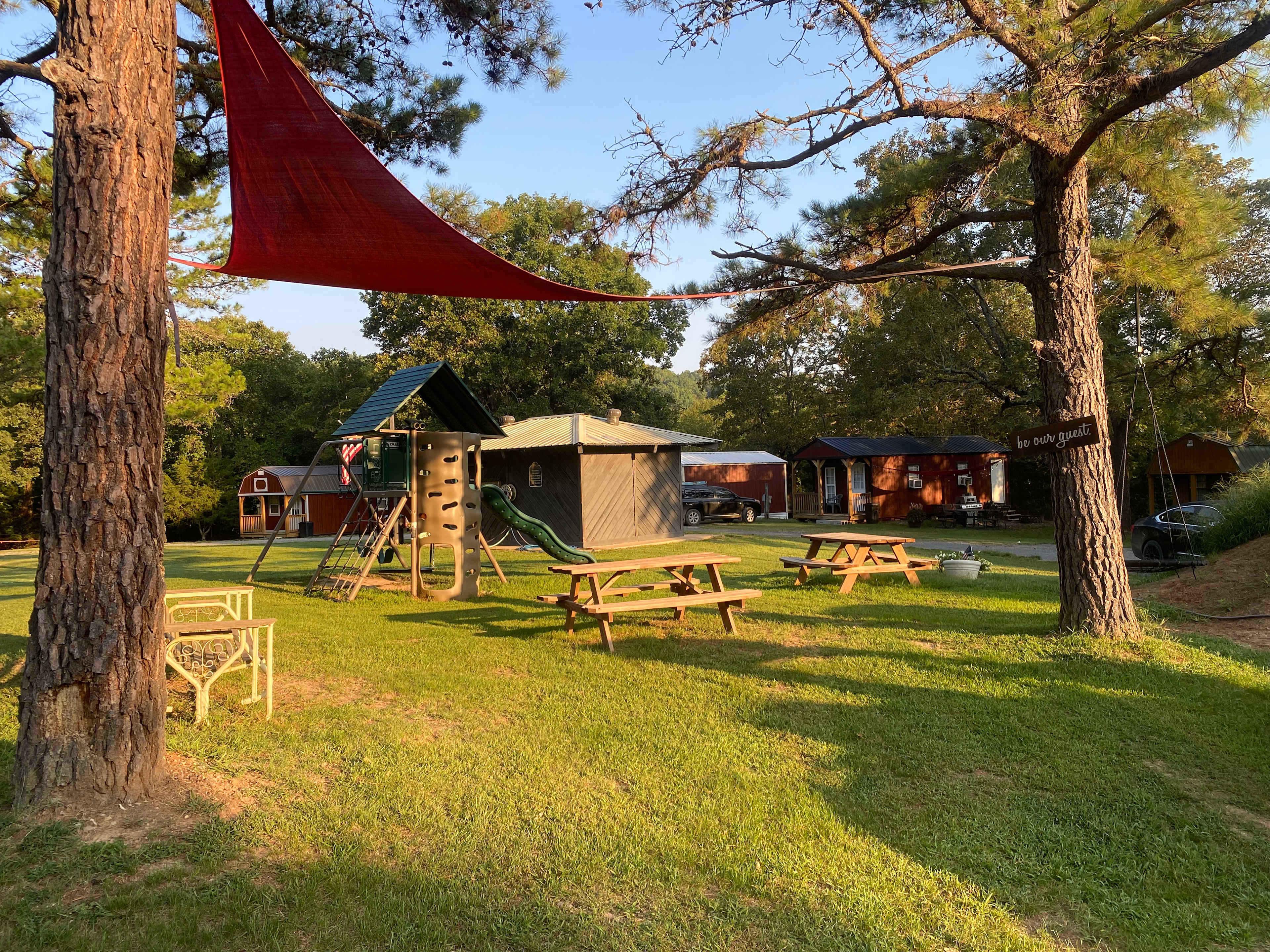 Bathouse, playground, picnic area