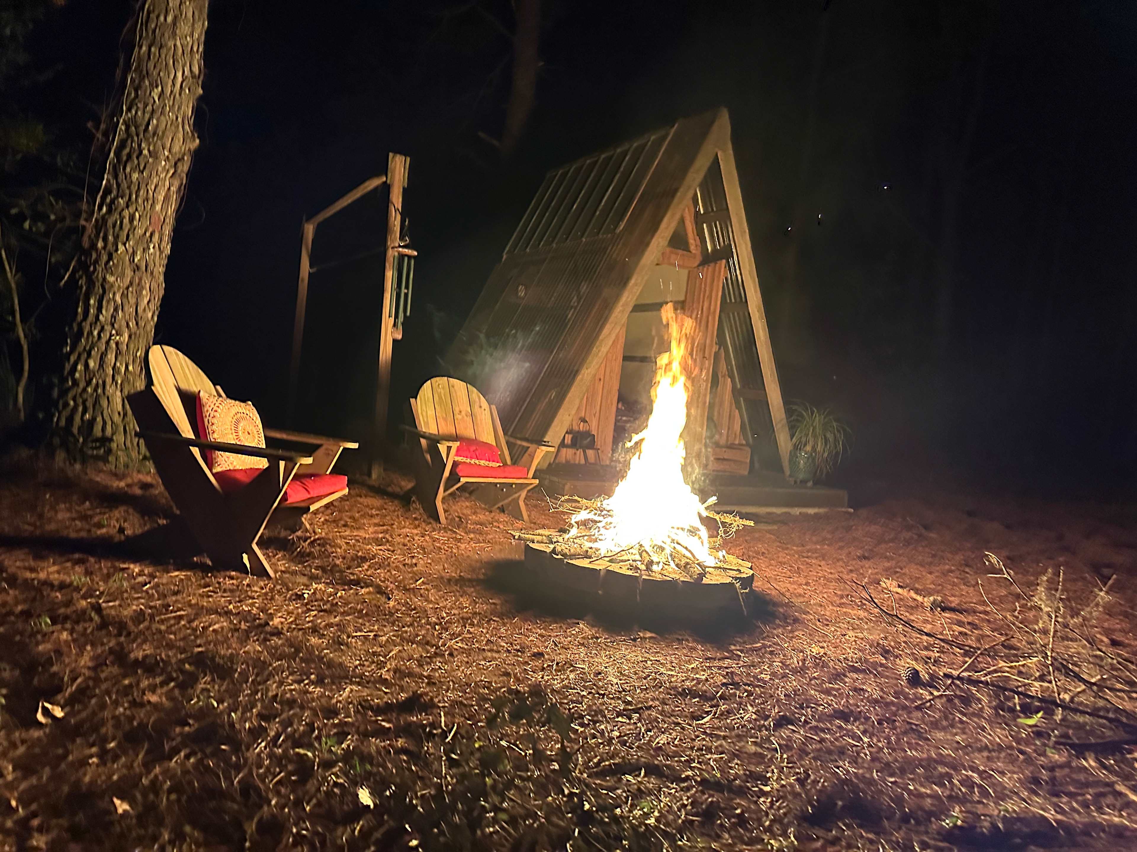 Fire pit at our A-frame