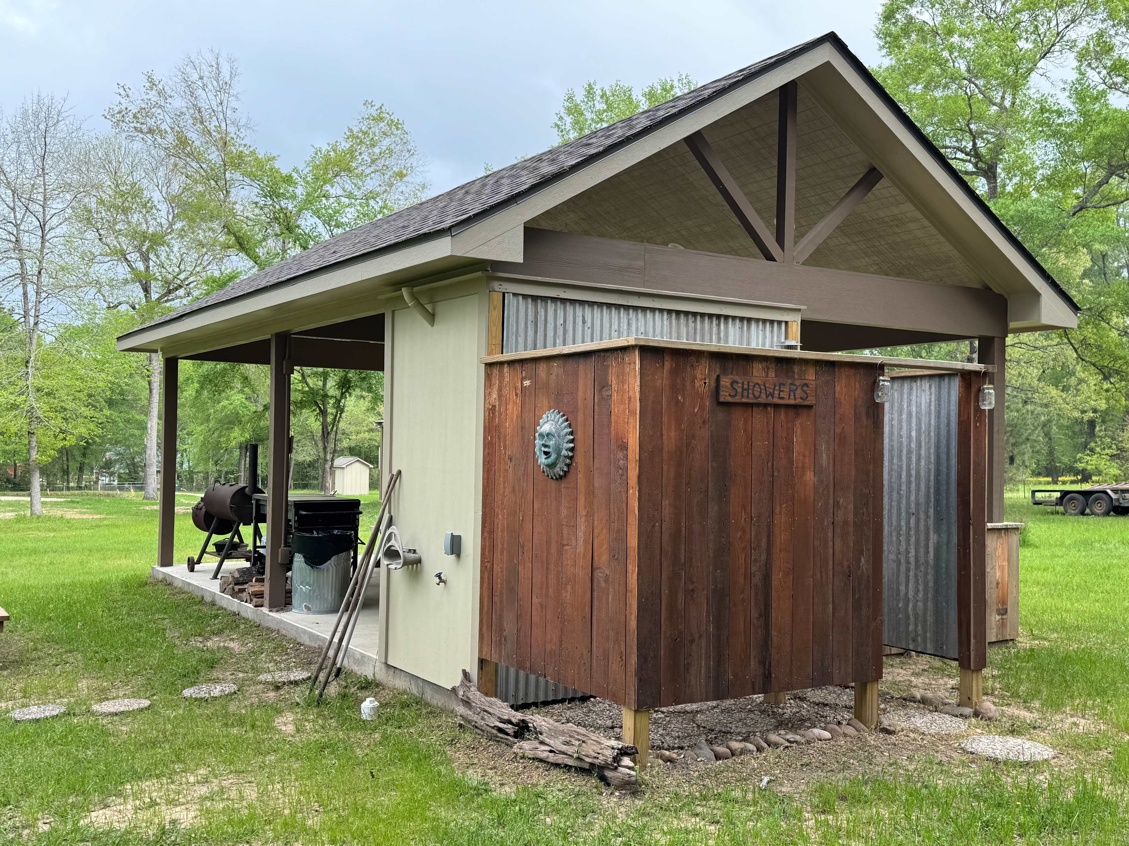 Outdoor shower at the pavilion