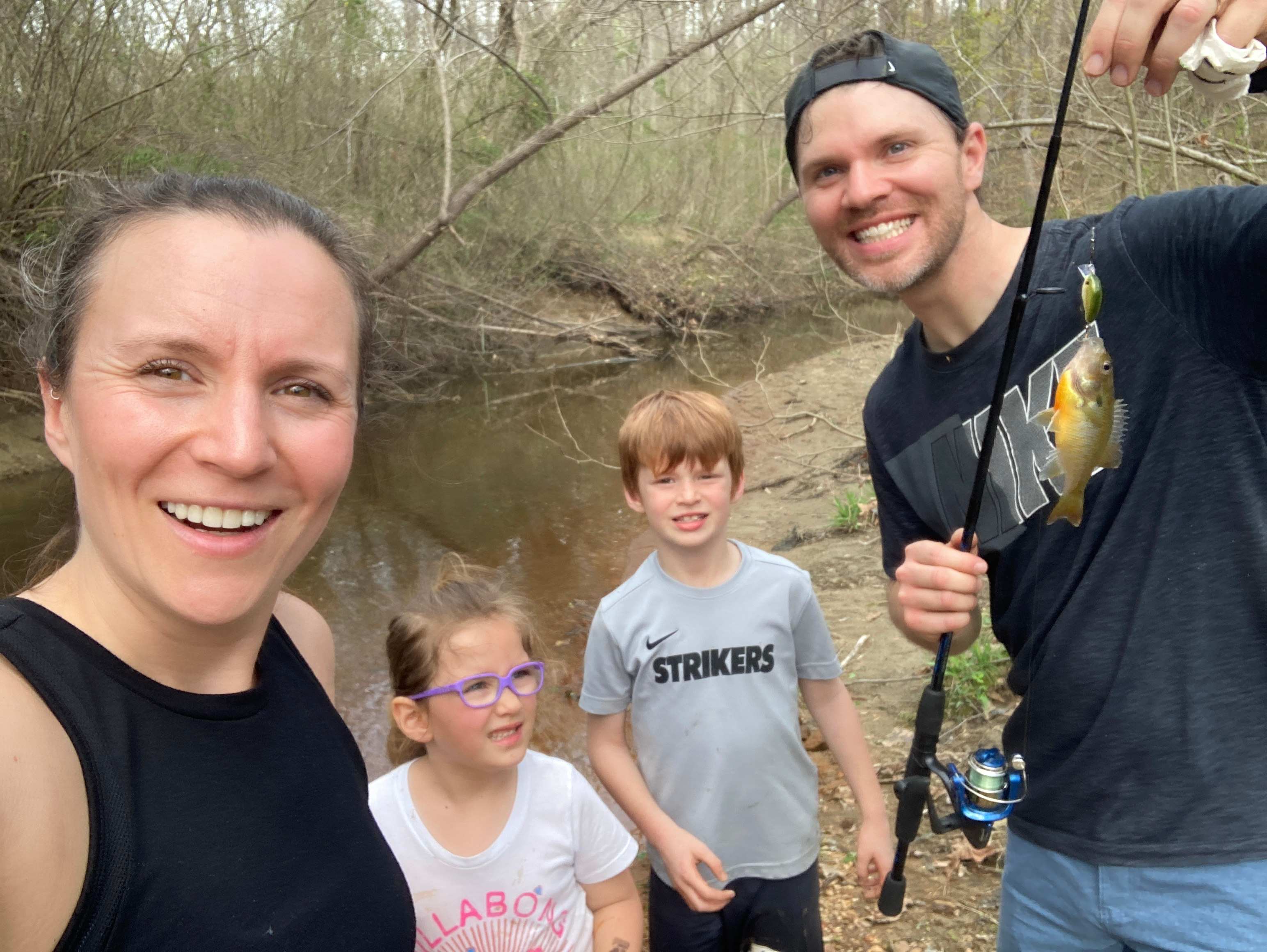 We caught a fish in the nearby creek!
