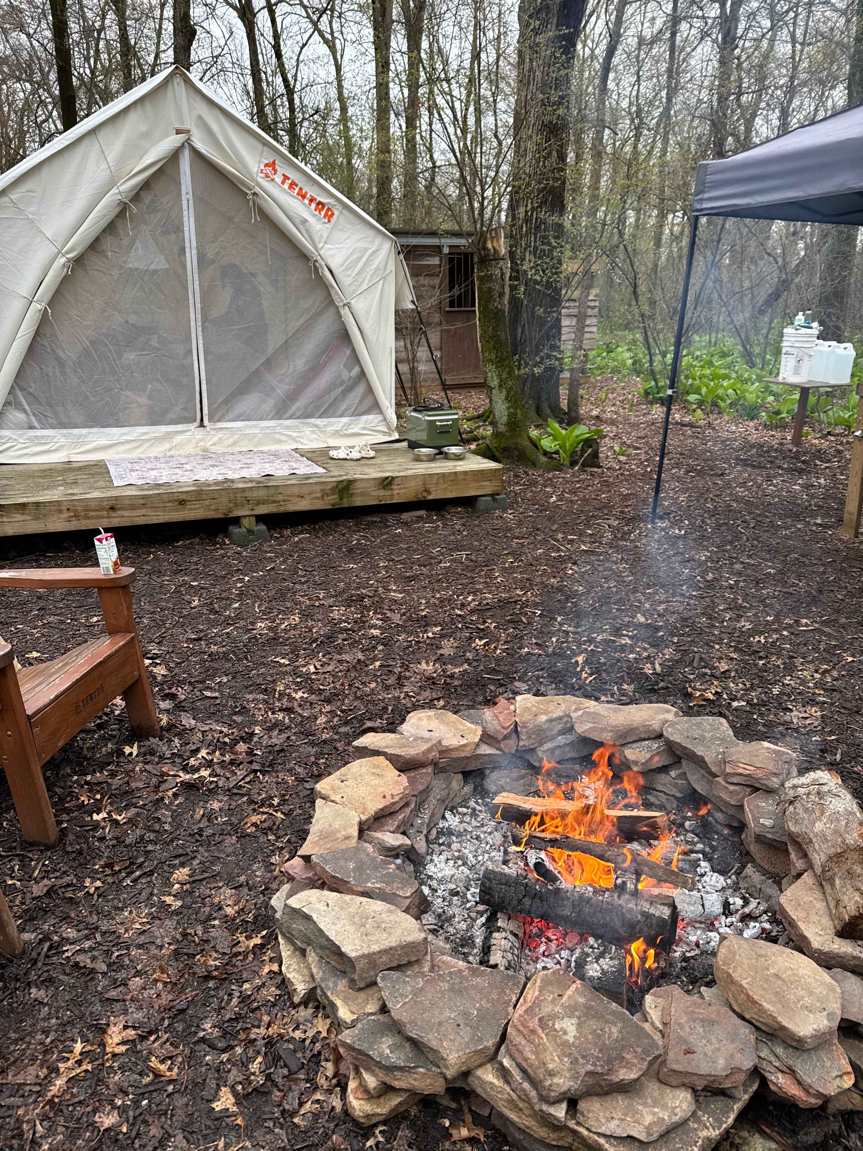 Fire scene was perfection. Tools and wood all there. 