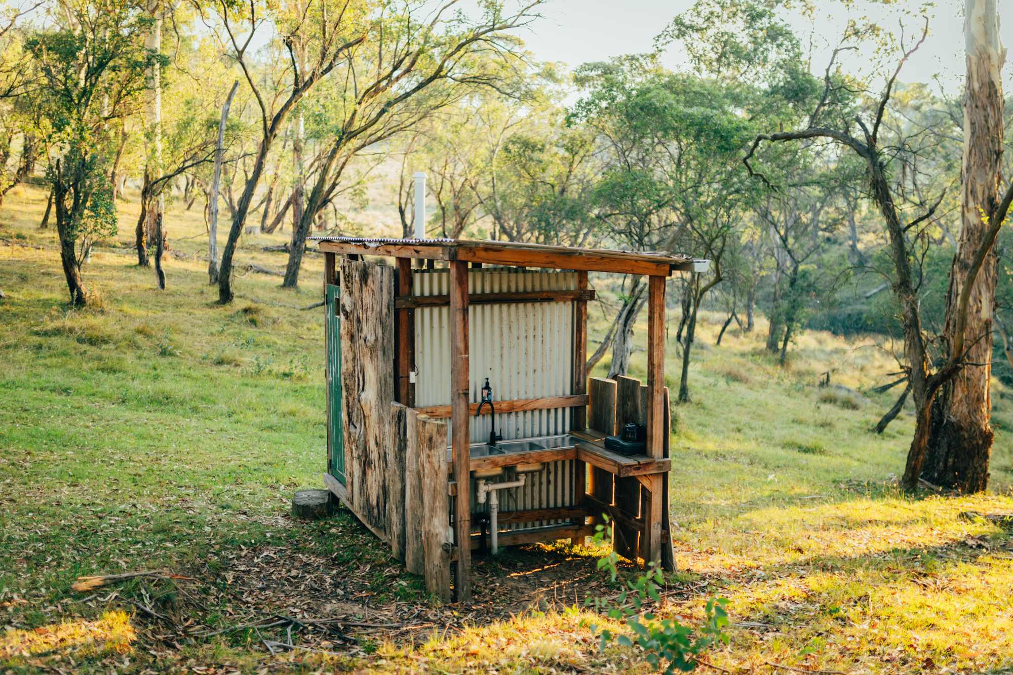 toilet, shower and kitchen