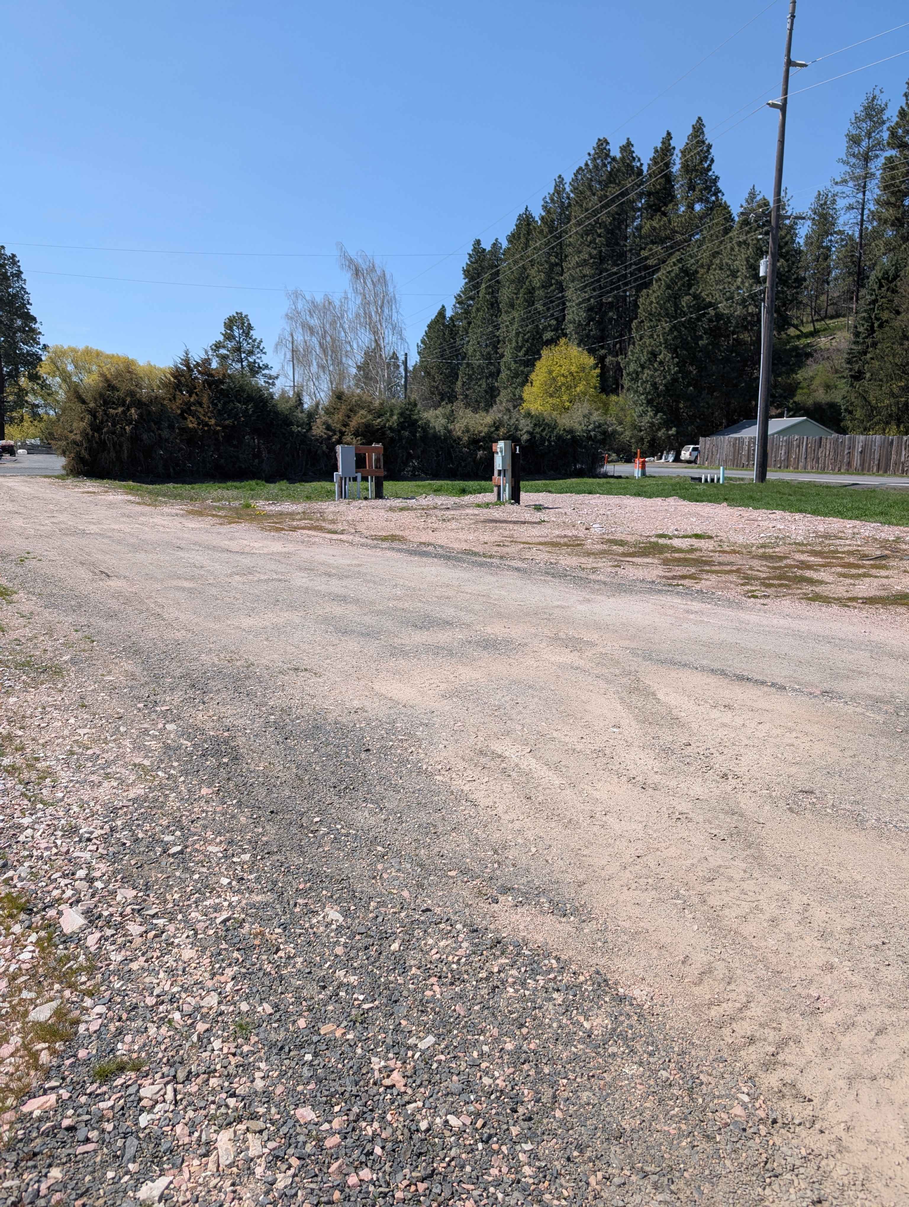 Site 1: gravel lot, water, sewer, and electric hookups!