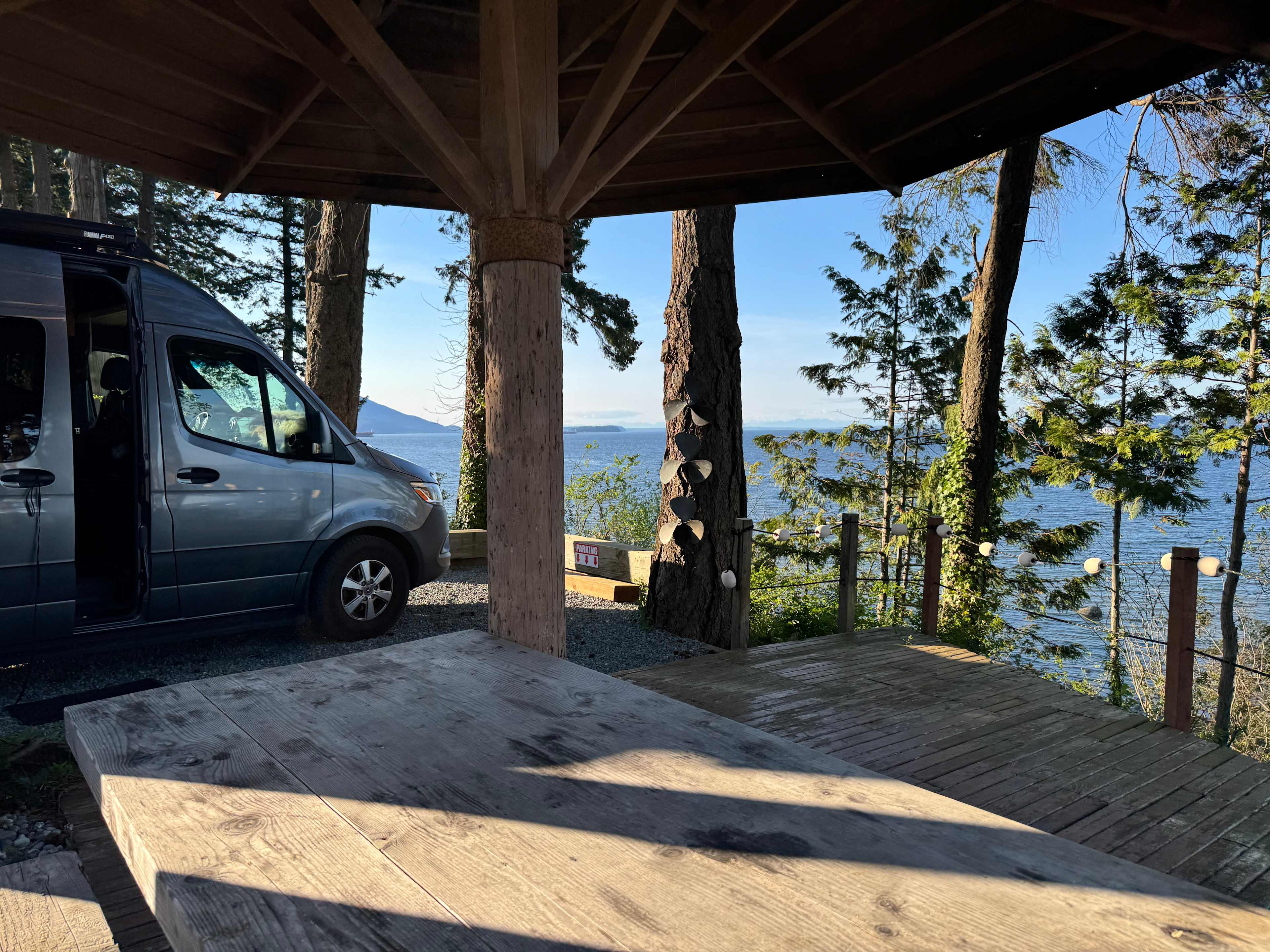 Picnic table and parking area