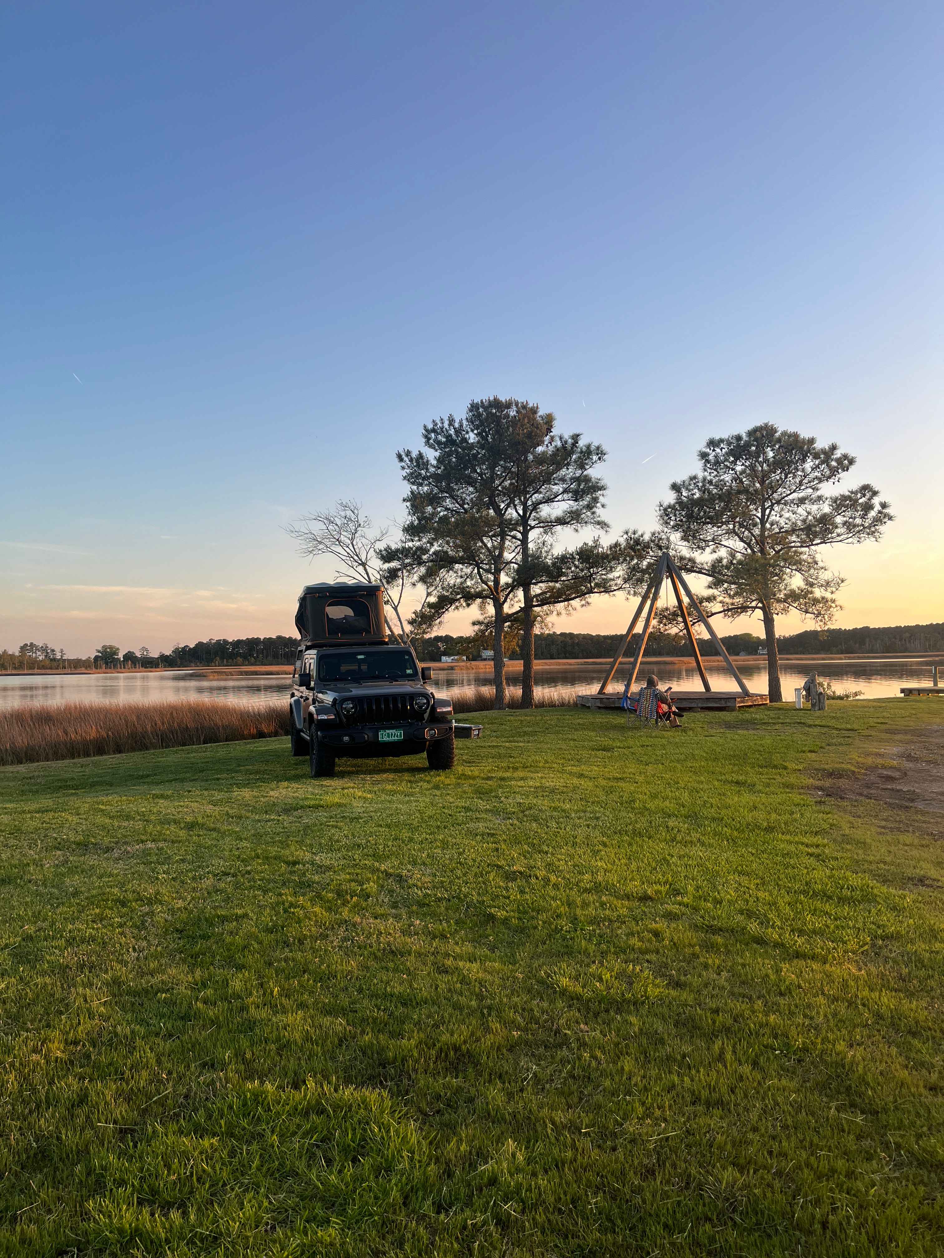 Site for the night. Pretty level for rtt or camper.