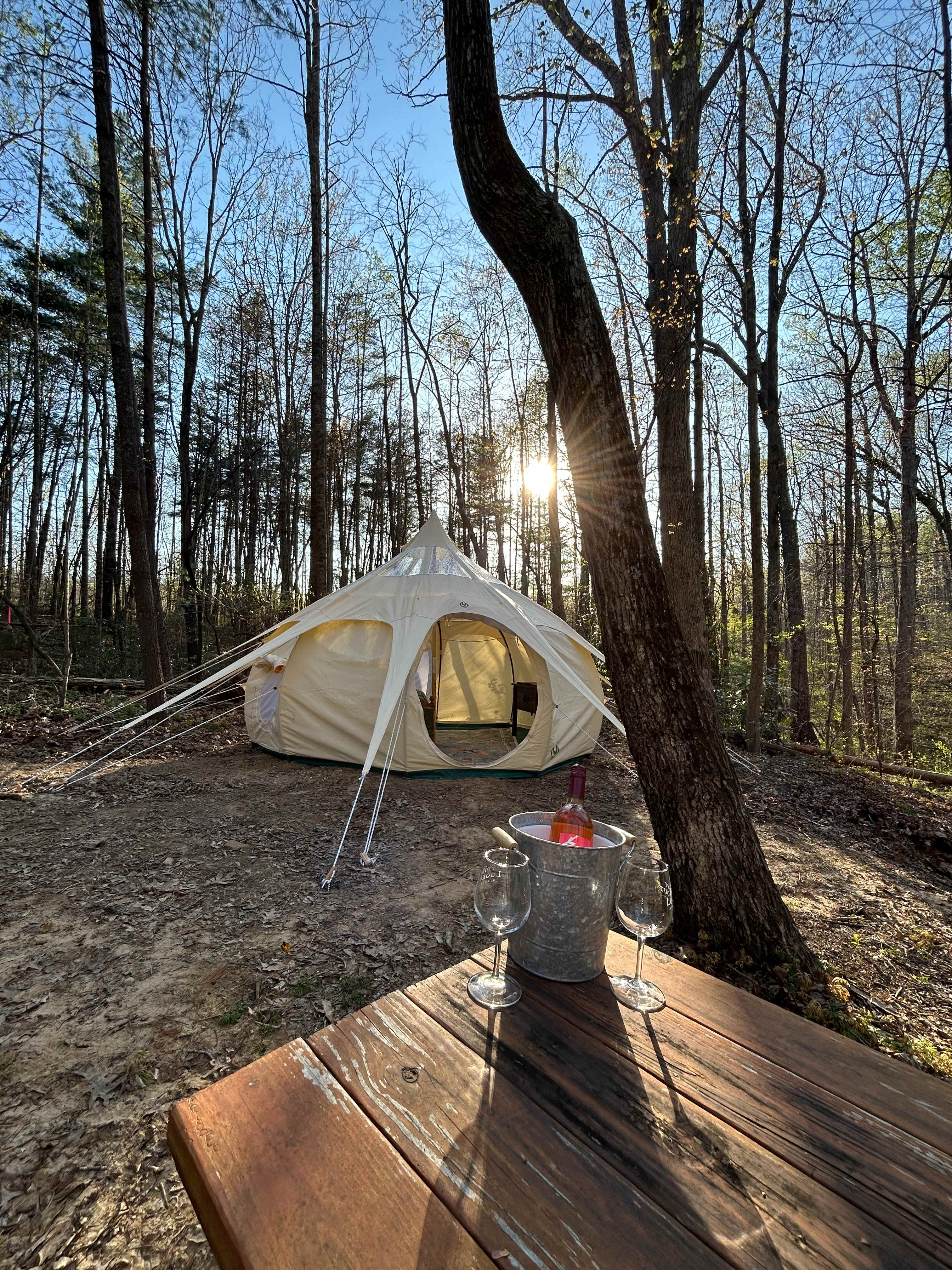 Sip on some wine from a local winery while you relax by the pond or stroll through the woods