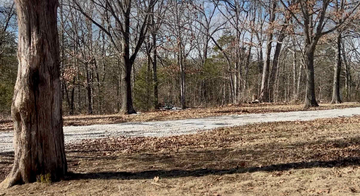 Rocked driveway to park on