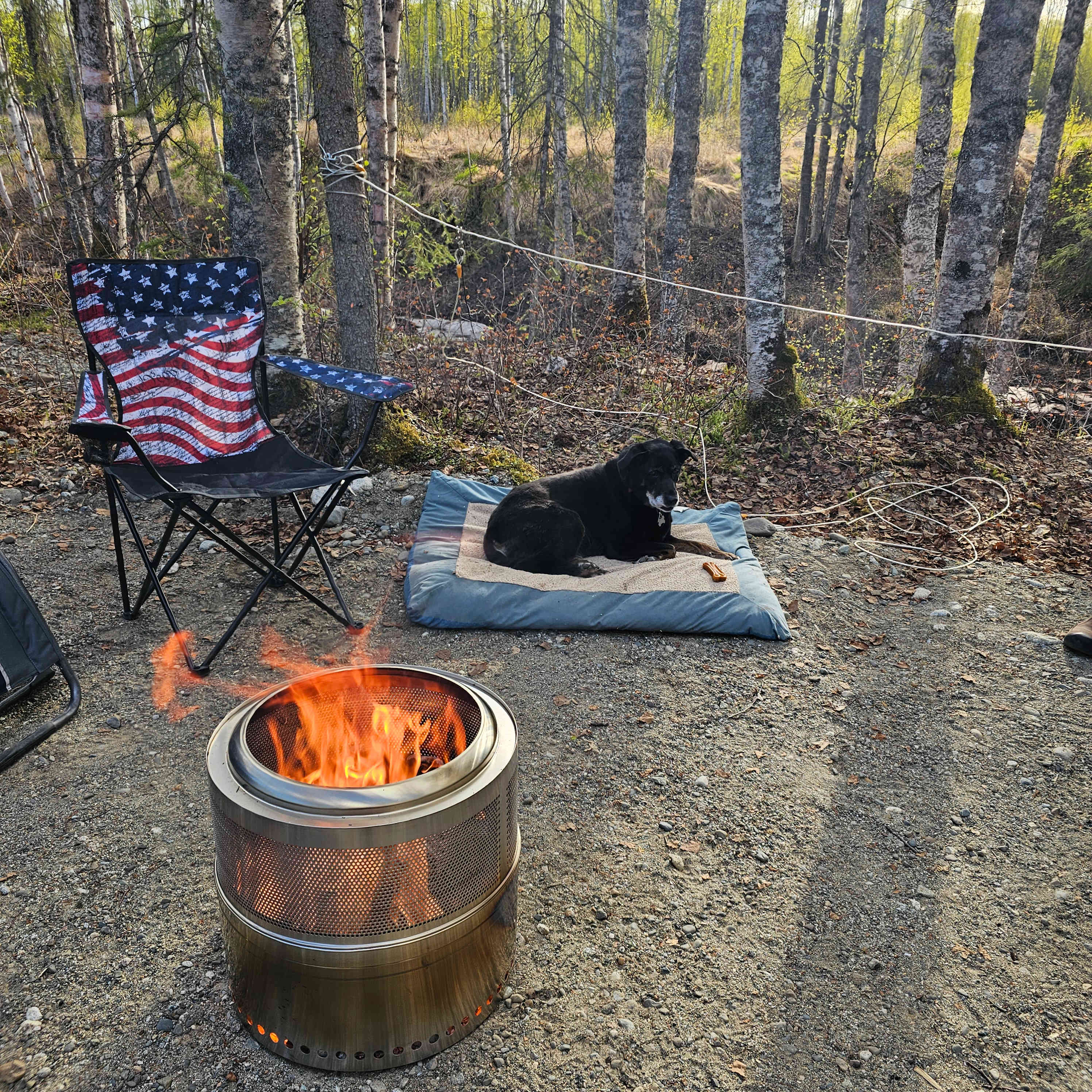 My Mother's Day present, Solo pit. We had to try it out for our first outing of the season. (Sites do have thier own, provided. Hosts also have wood)