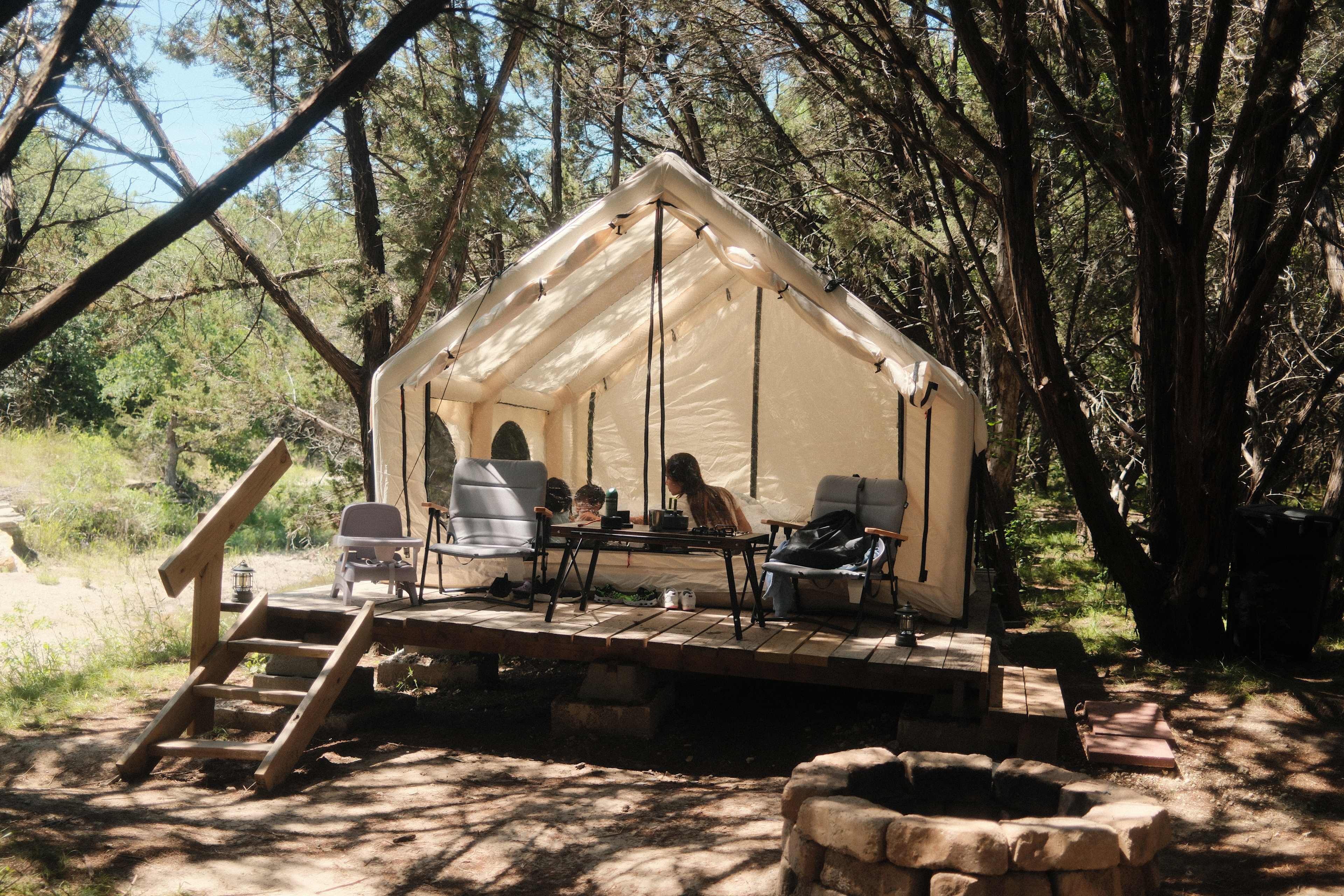 Deck #5 with a 10x10 inflatable tent