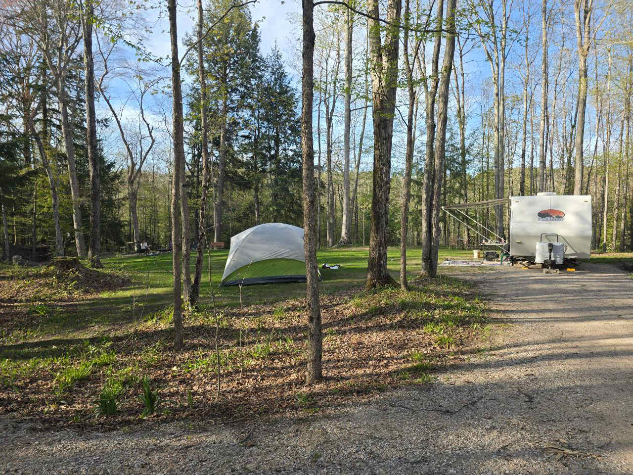 campsite with camper