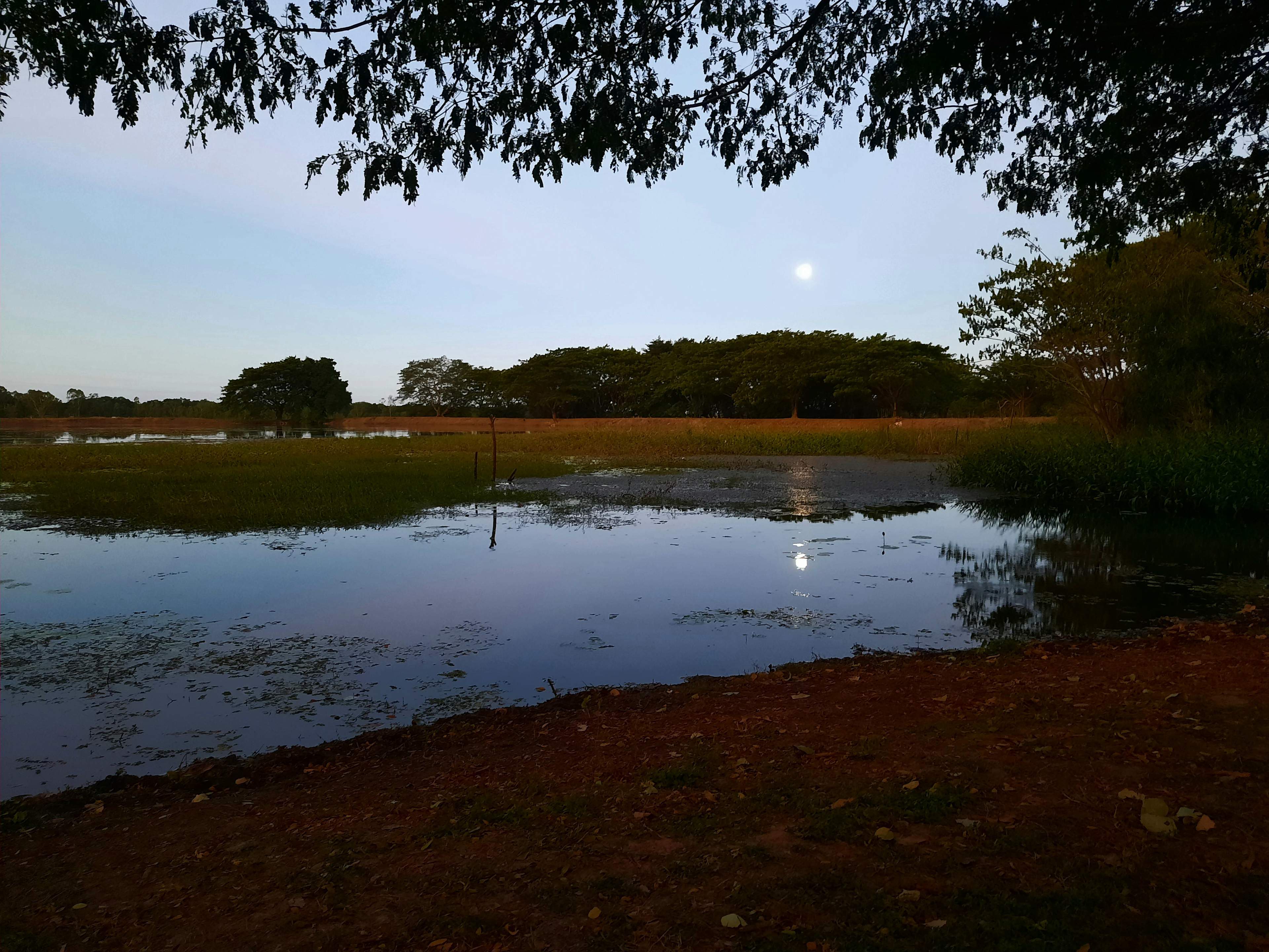 Full Moon shining on the dam.