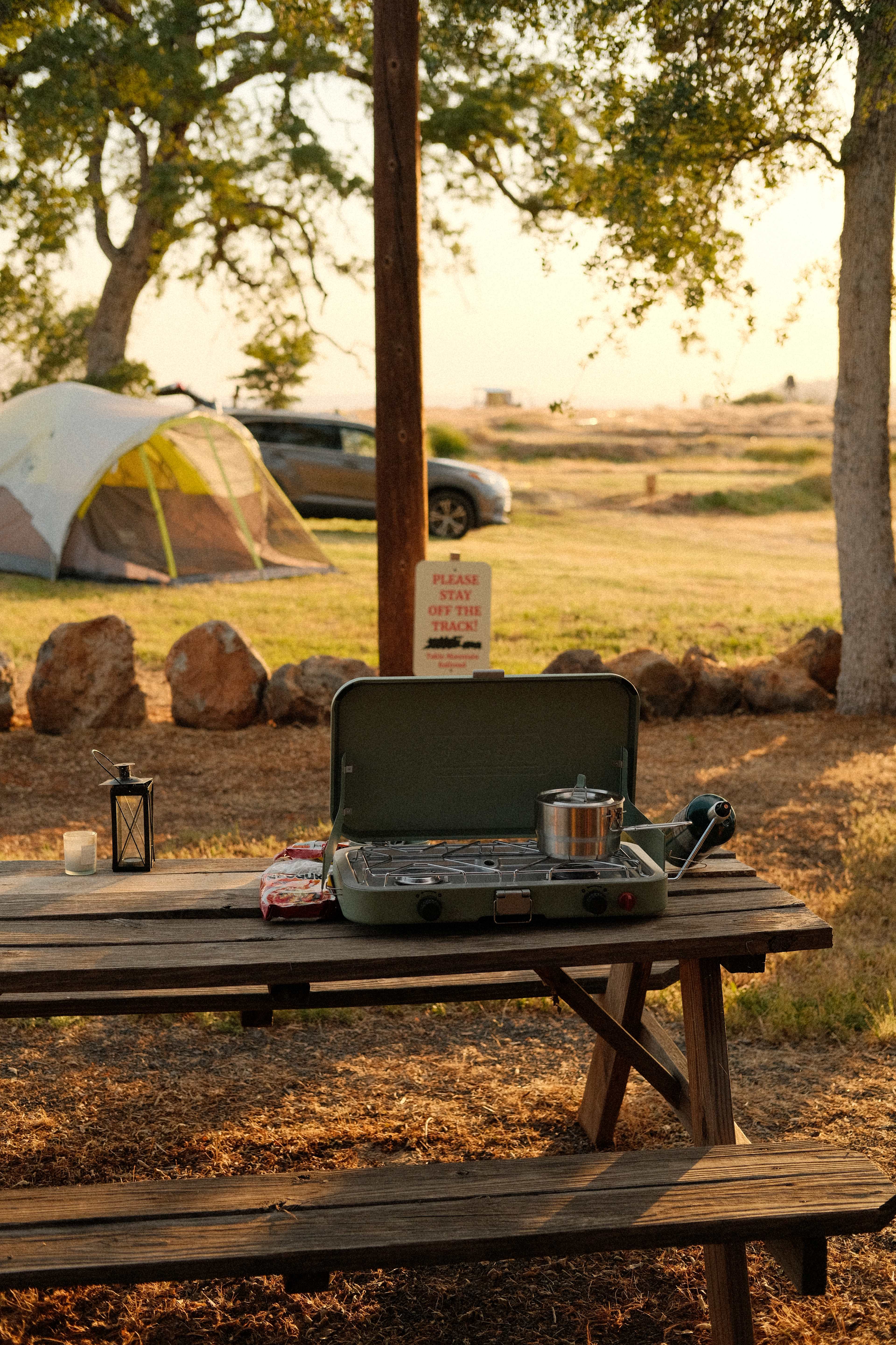 View of campsite 2 from communal kitchen area 