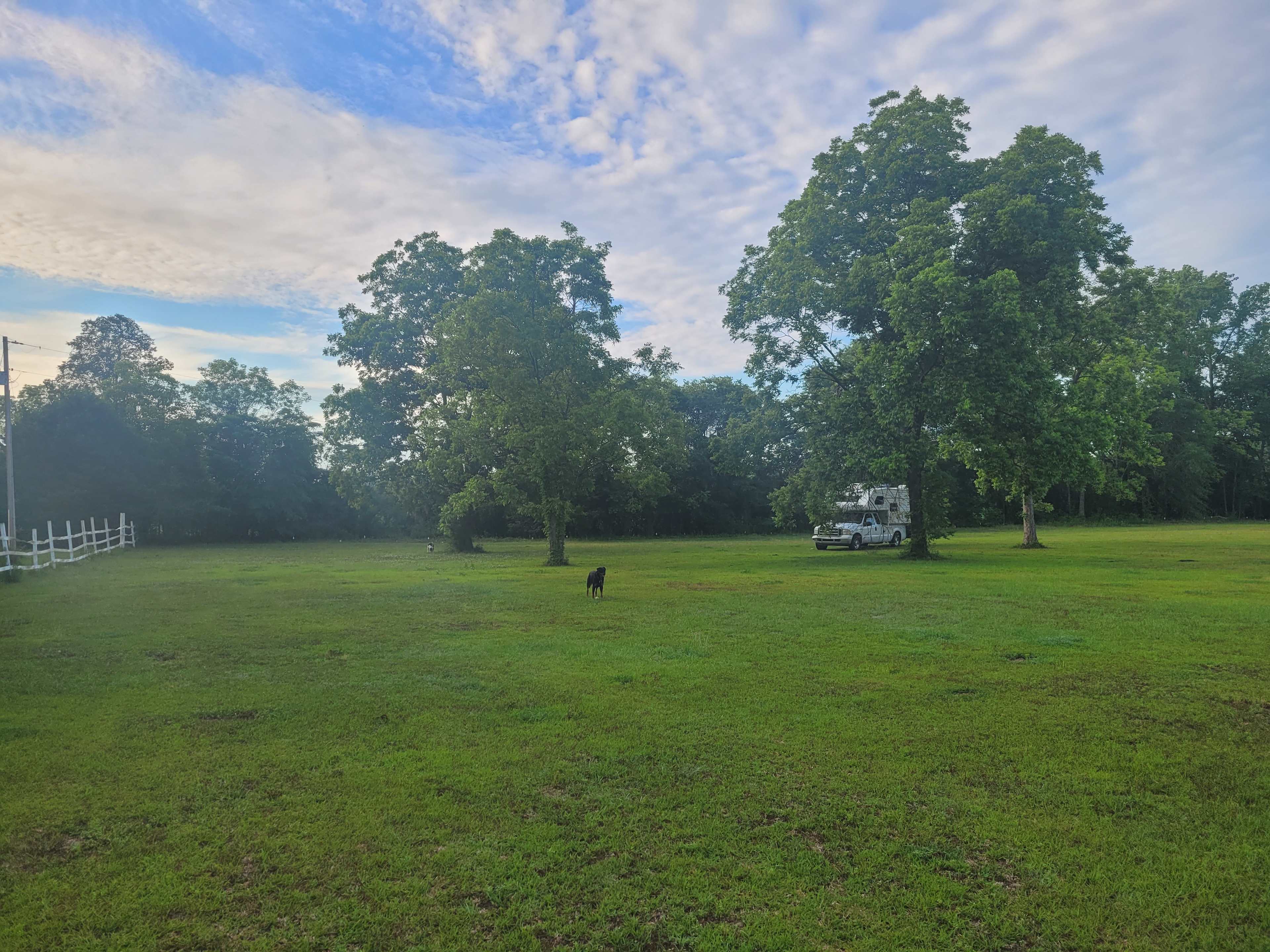 Wide open space. That's my truck camper, under the tree, on the right.