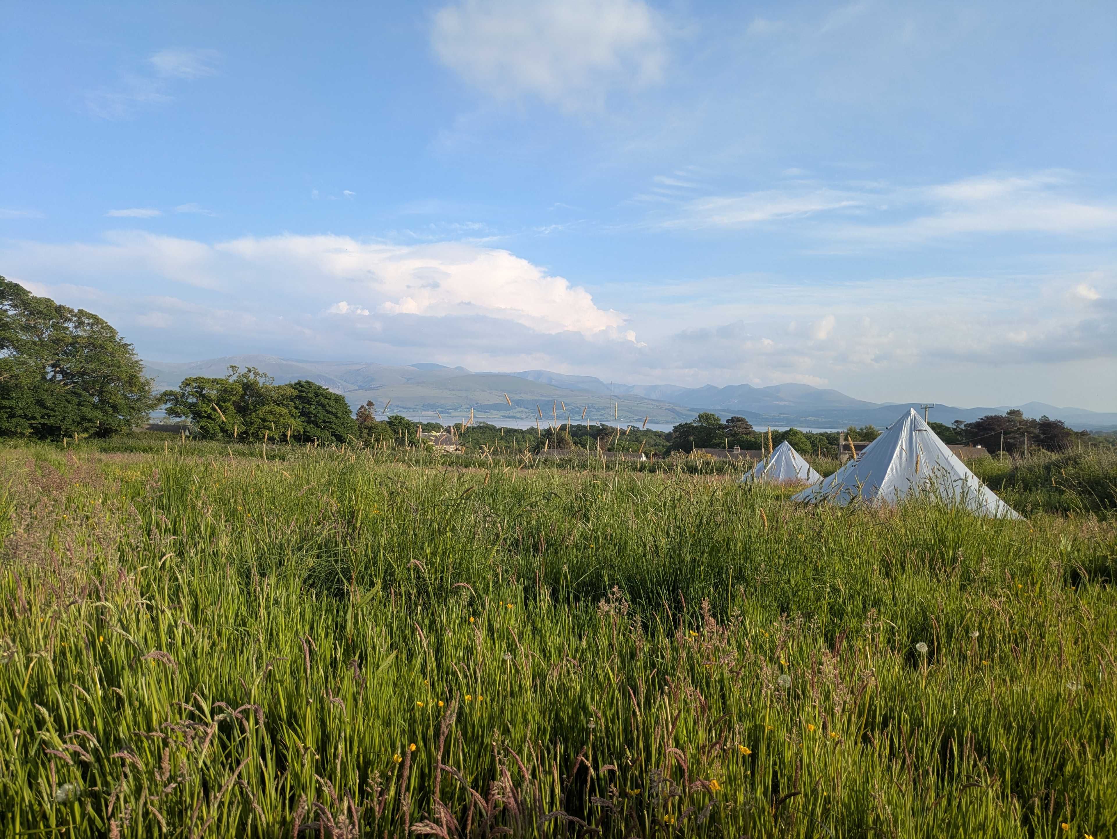 View of mountains from pitch