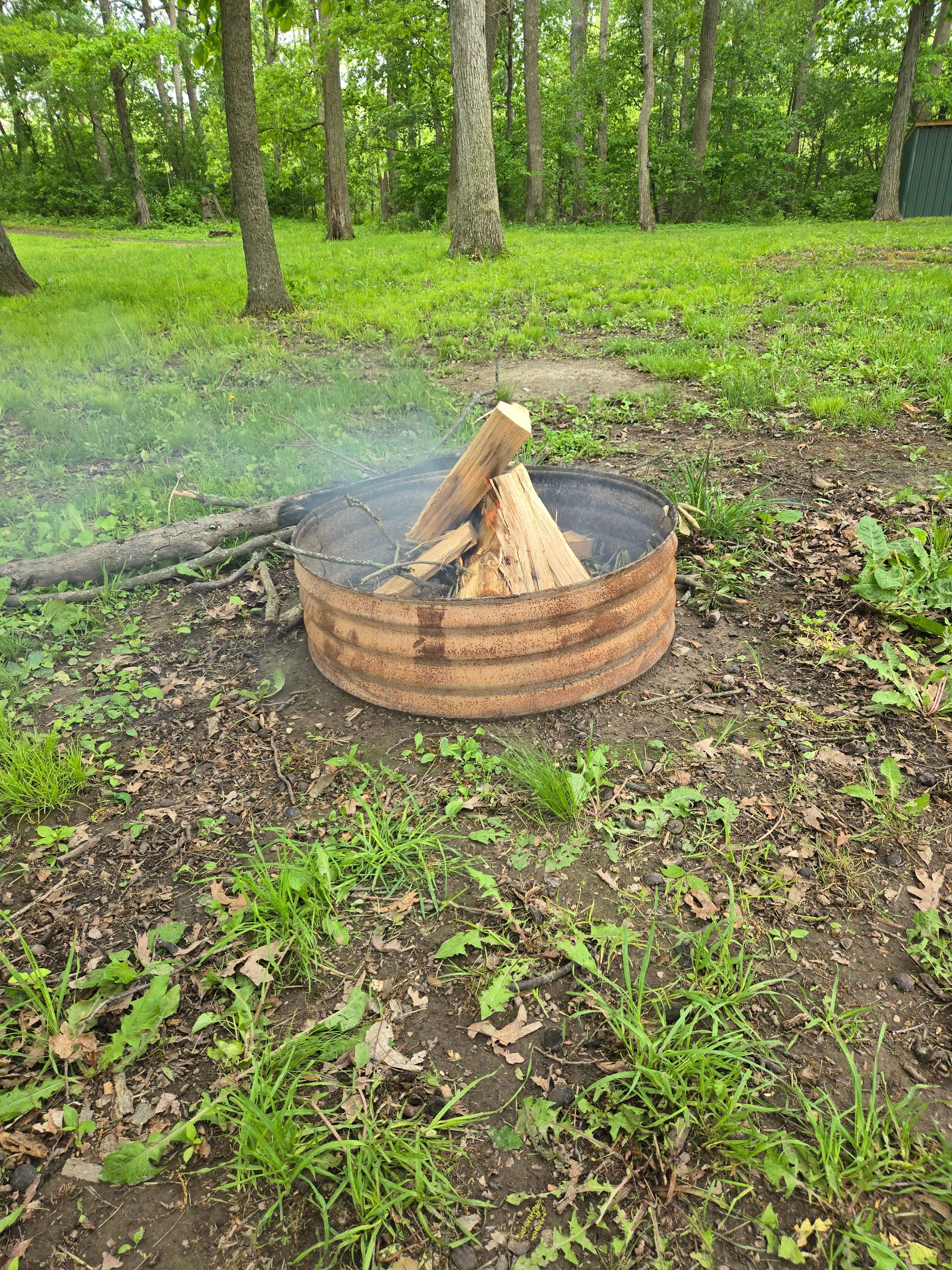 Starting the campfire. 