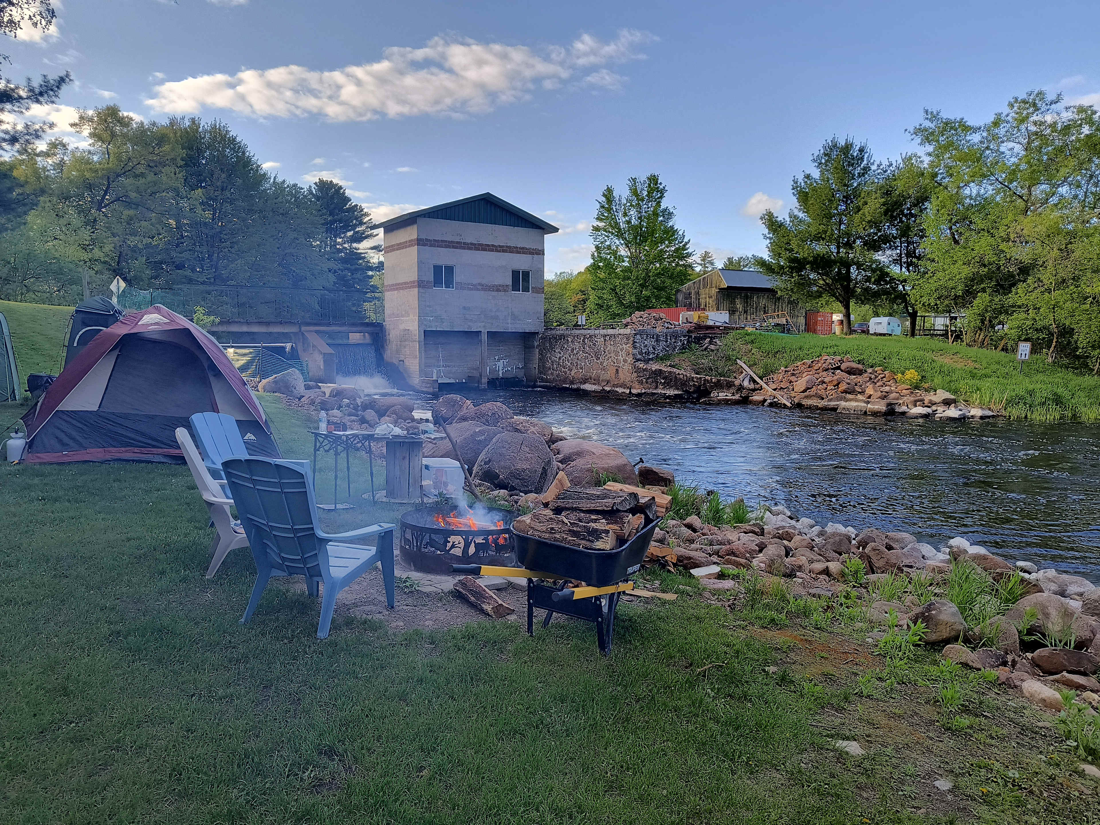 Camp looking towards the dam. 