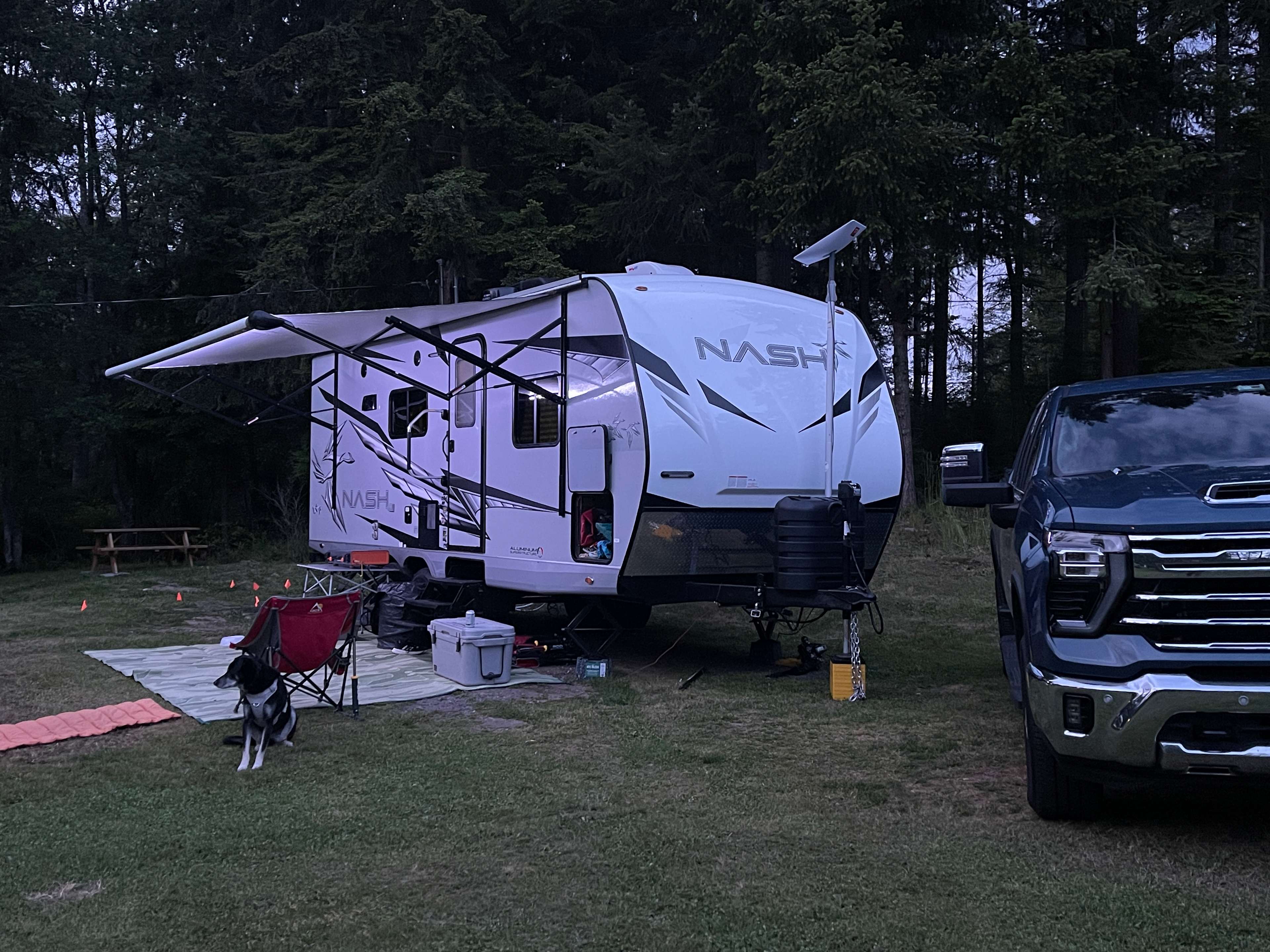 Campsite is on the north side of the property with a nice western exposure for evening sun