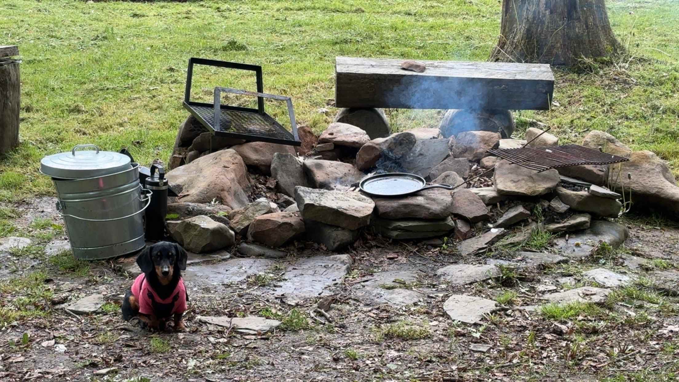Fire pit and bench