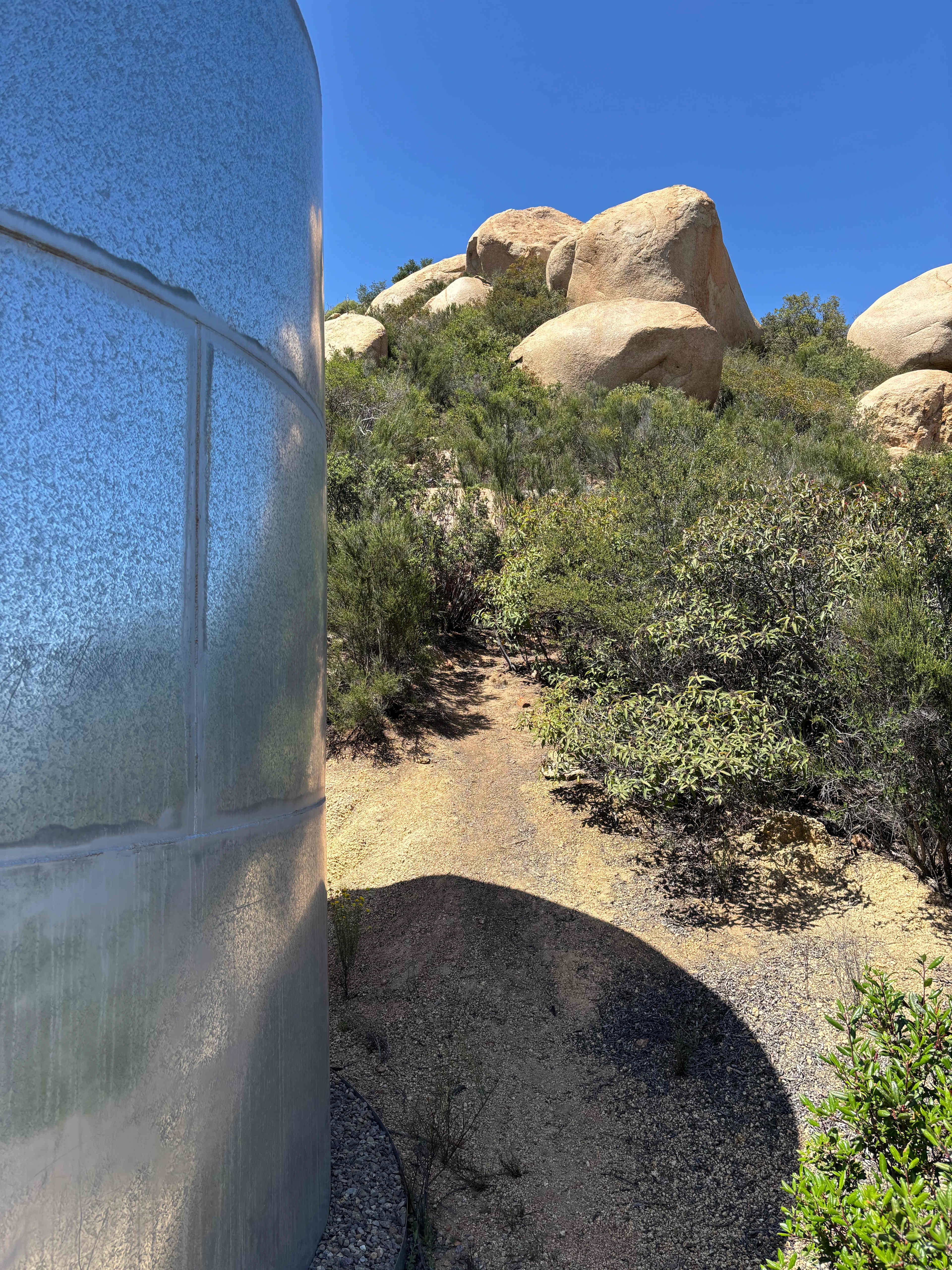 Start of the trail to the cave (behind the water tower next to the campsite)